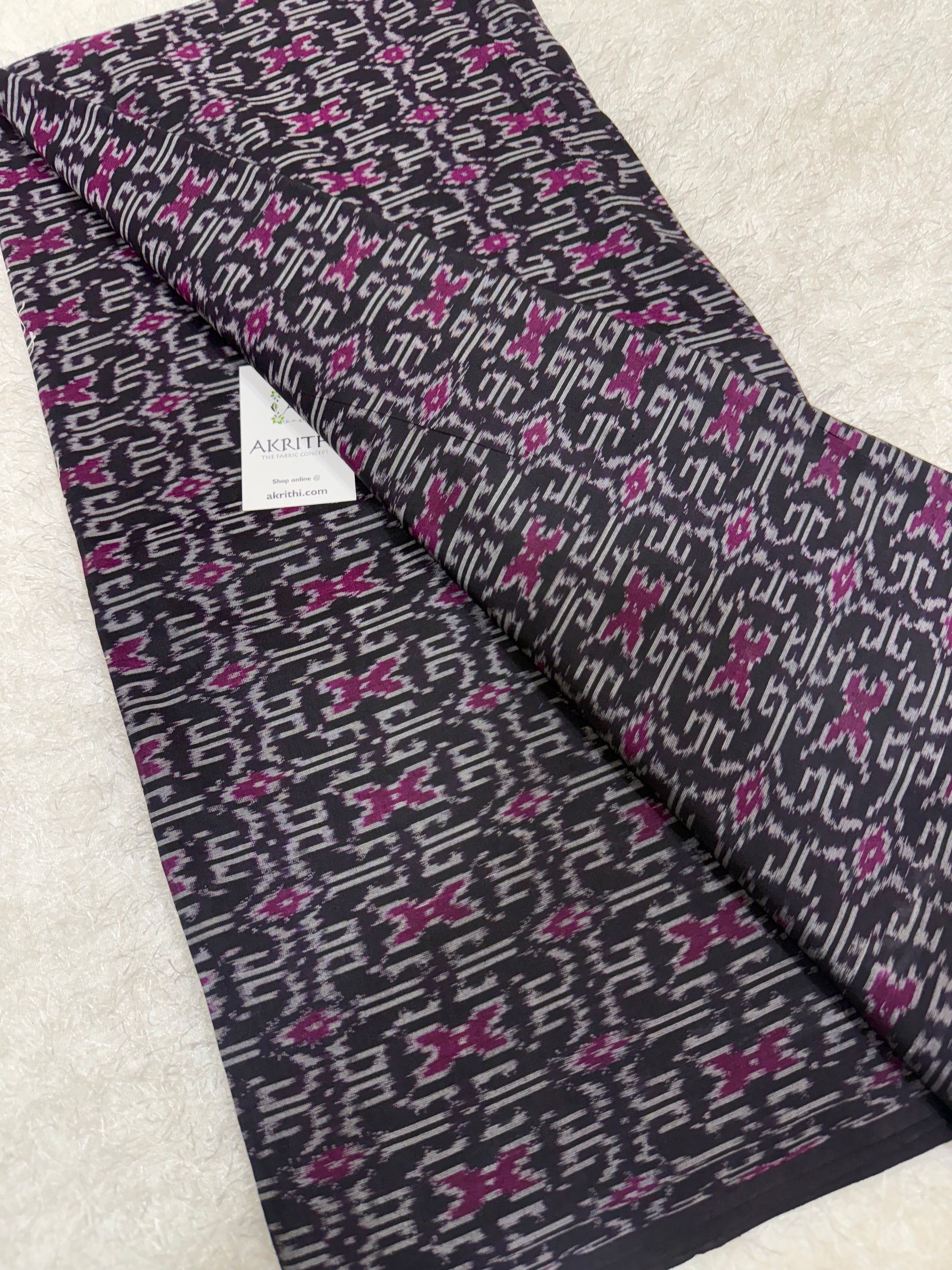 Handwoven Ikat pure silk with mercerised cotton fabric