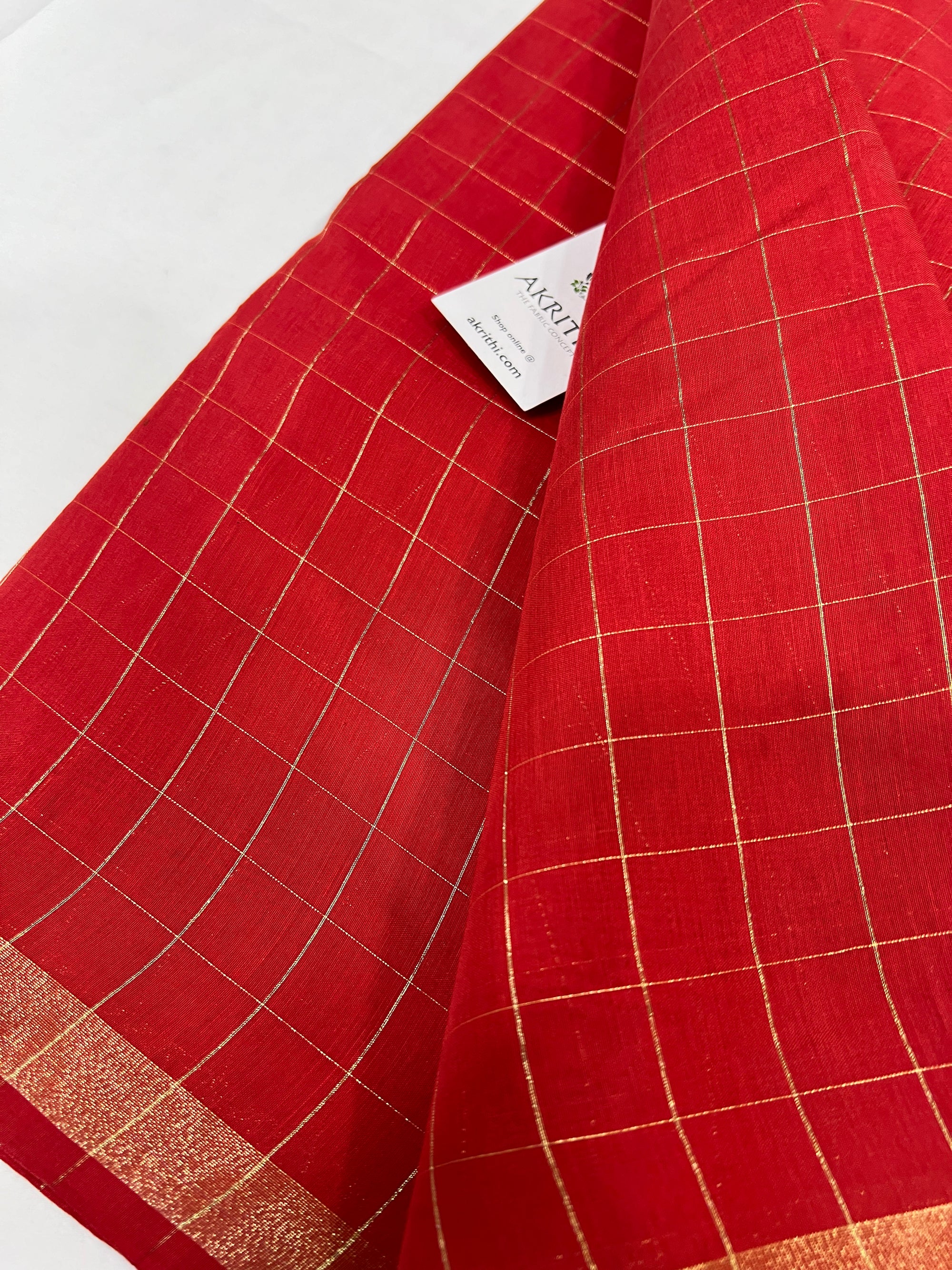 Silk cotton checks fabric
