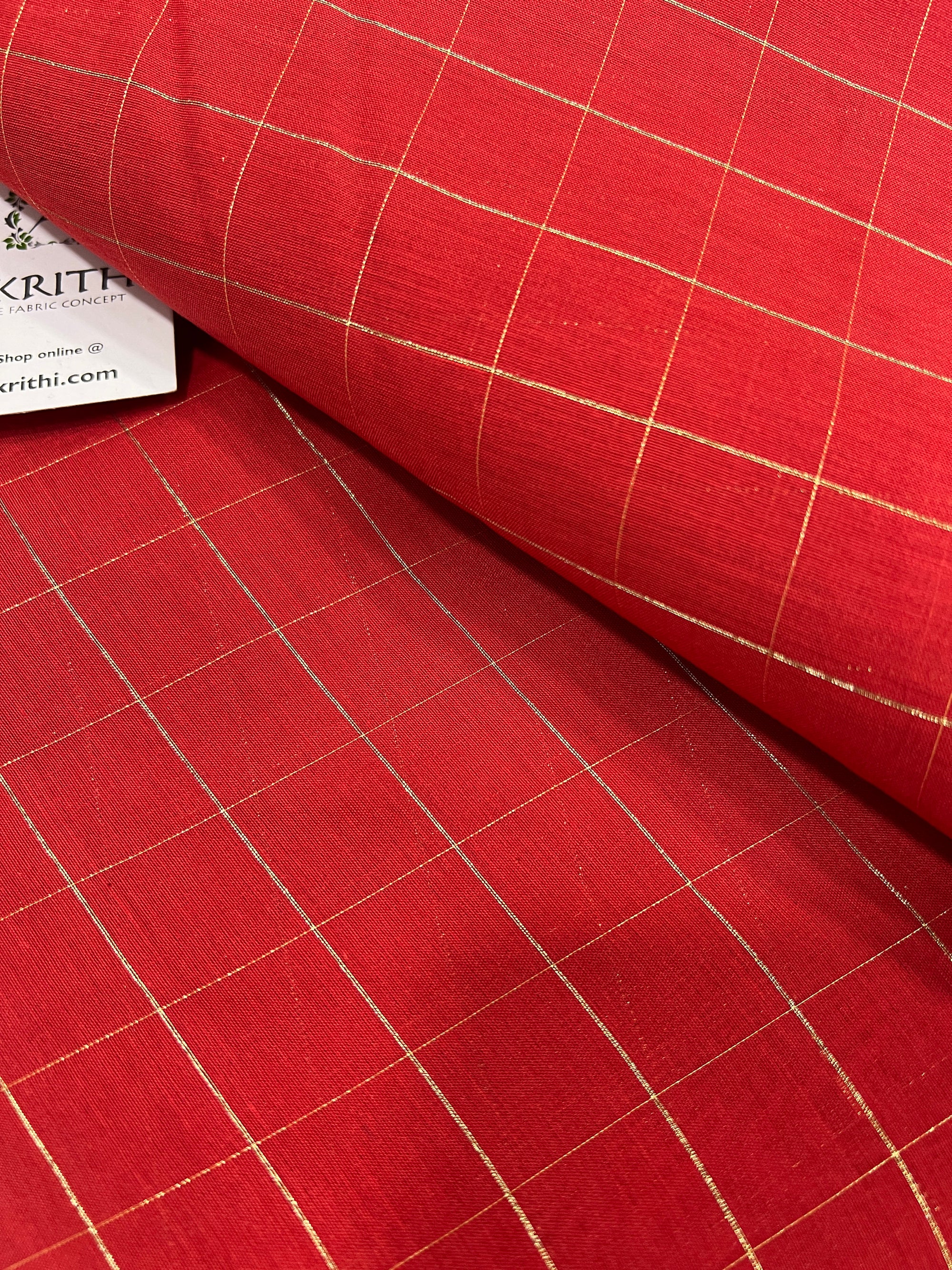 Silk cotton checks fabric