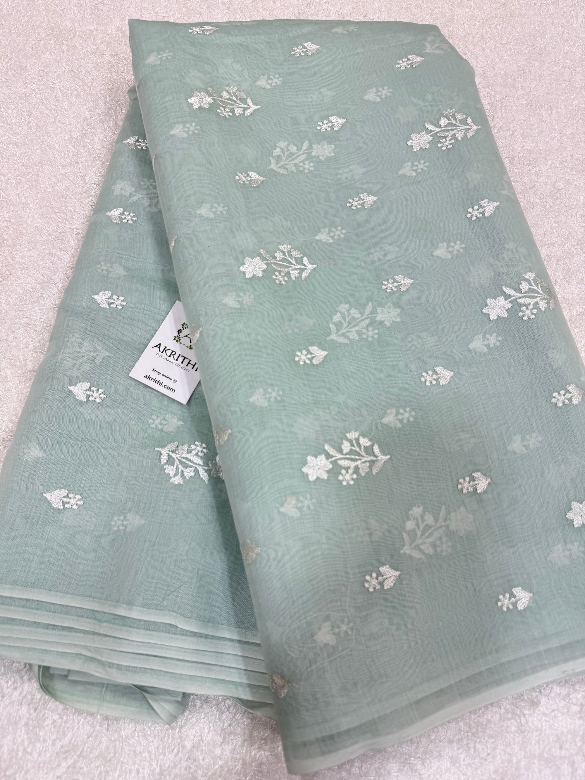 MUL CHANDERI EMBROIDERED FABRIC