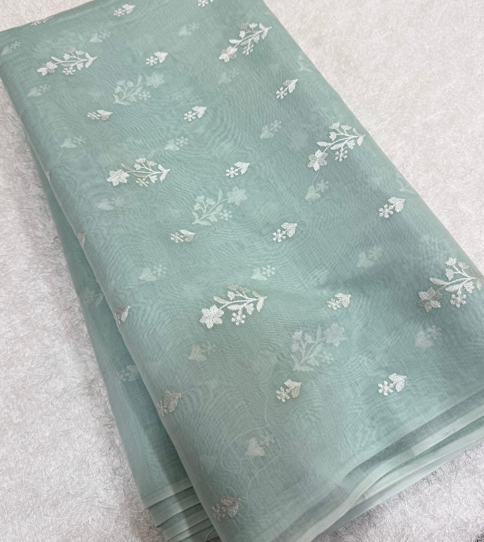 MUL CHANDERI EMBROIDERED FABRIC