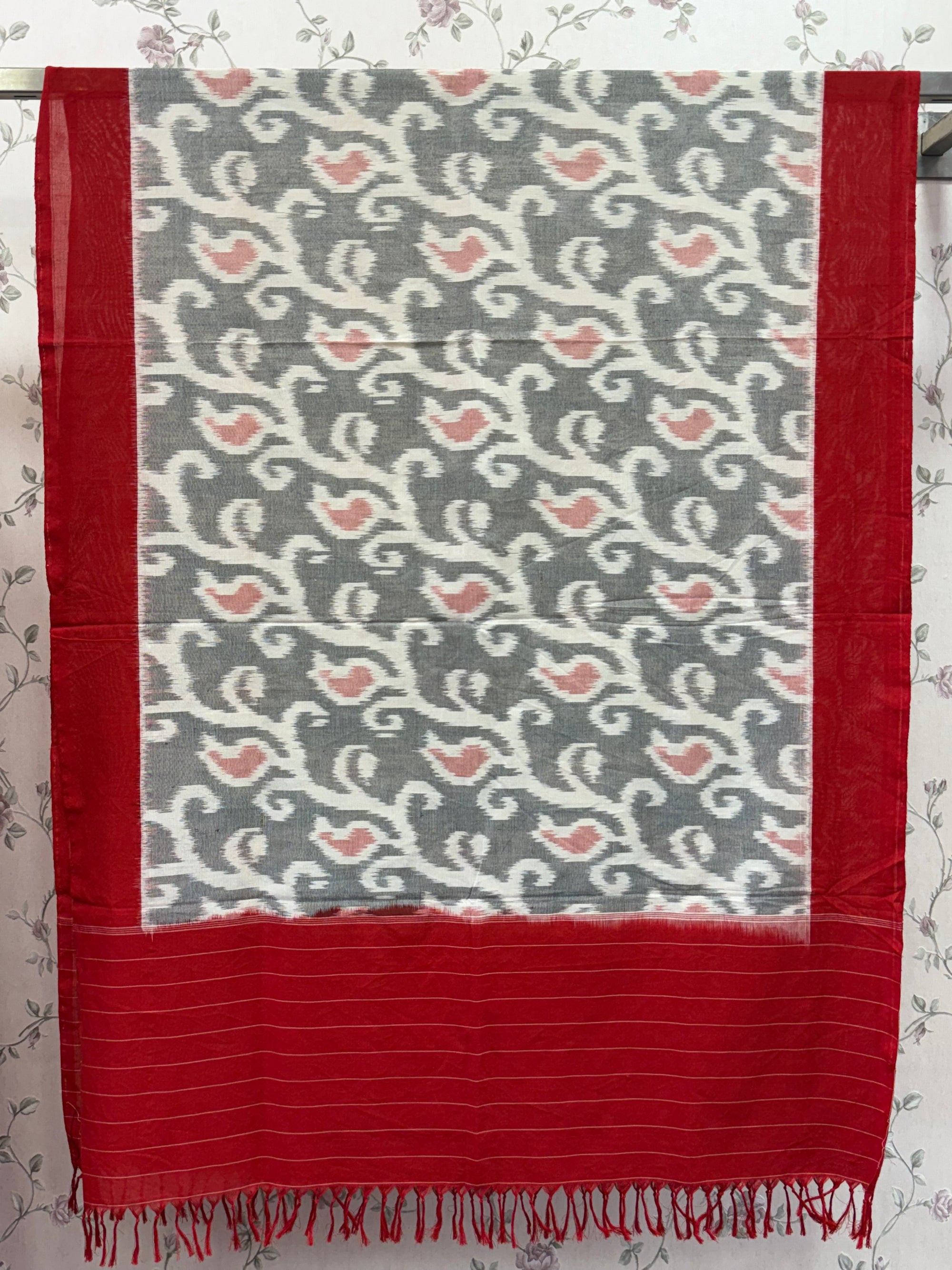 Handloom Pochampally mercerised cotton ikat dupatta