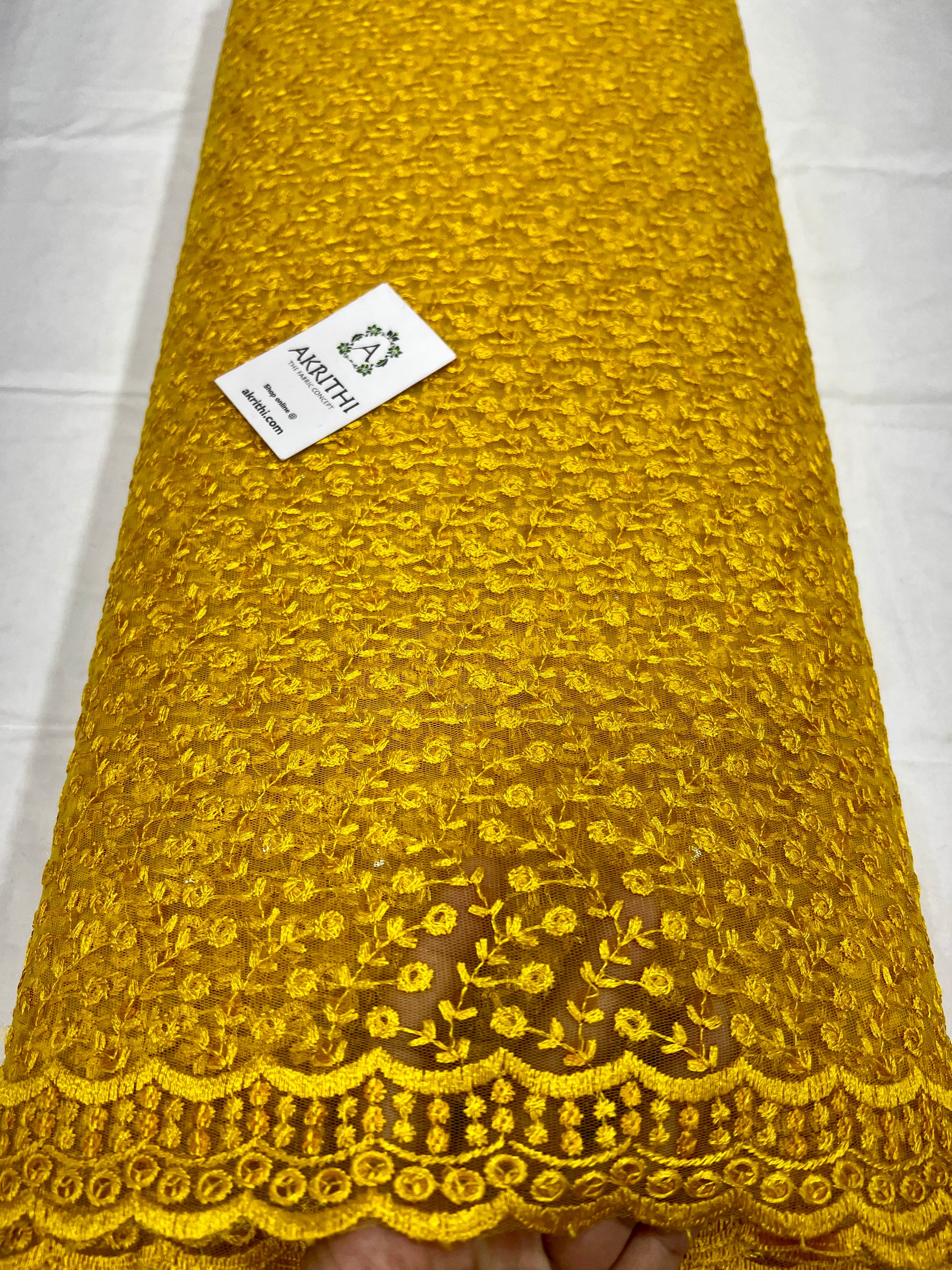 Self Embroidery on net fabric