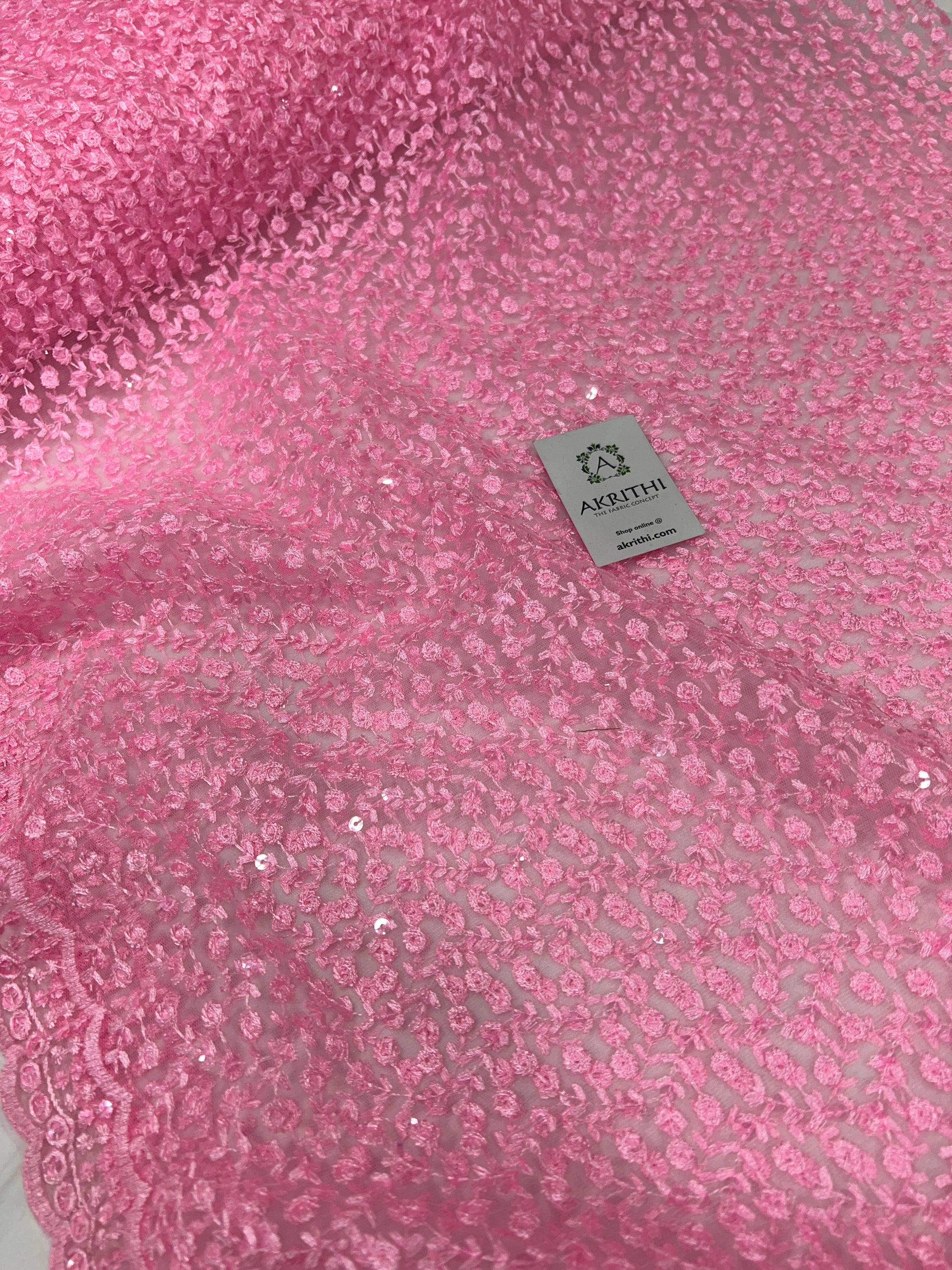 Self Embroidery on net fabric