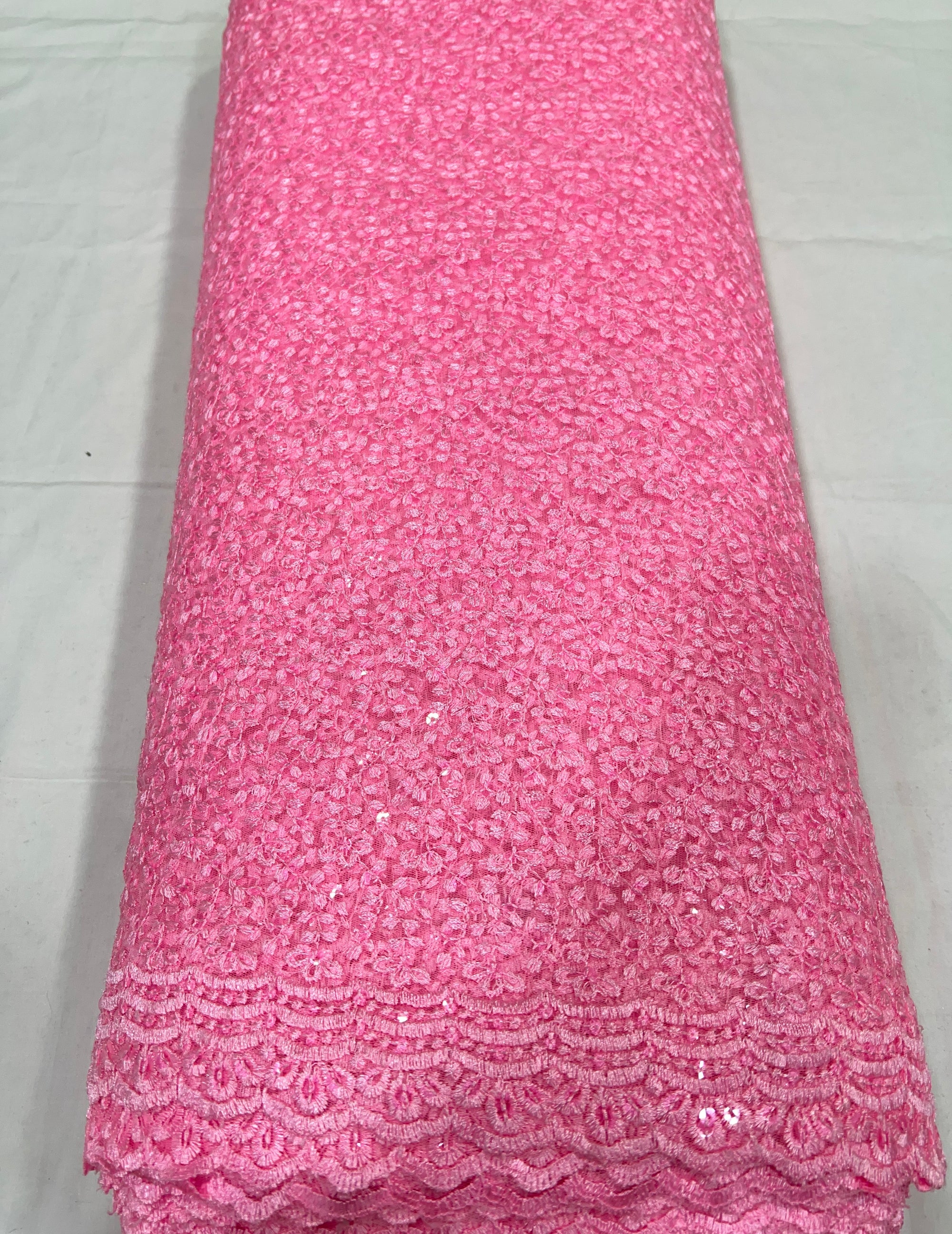 Self Embroidery on net fabric