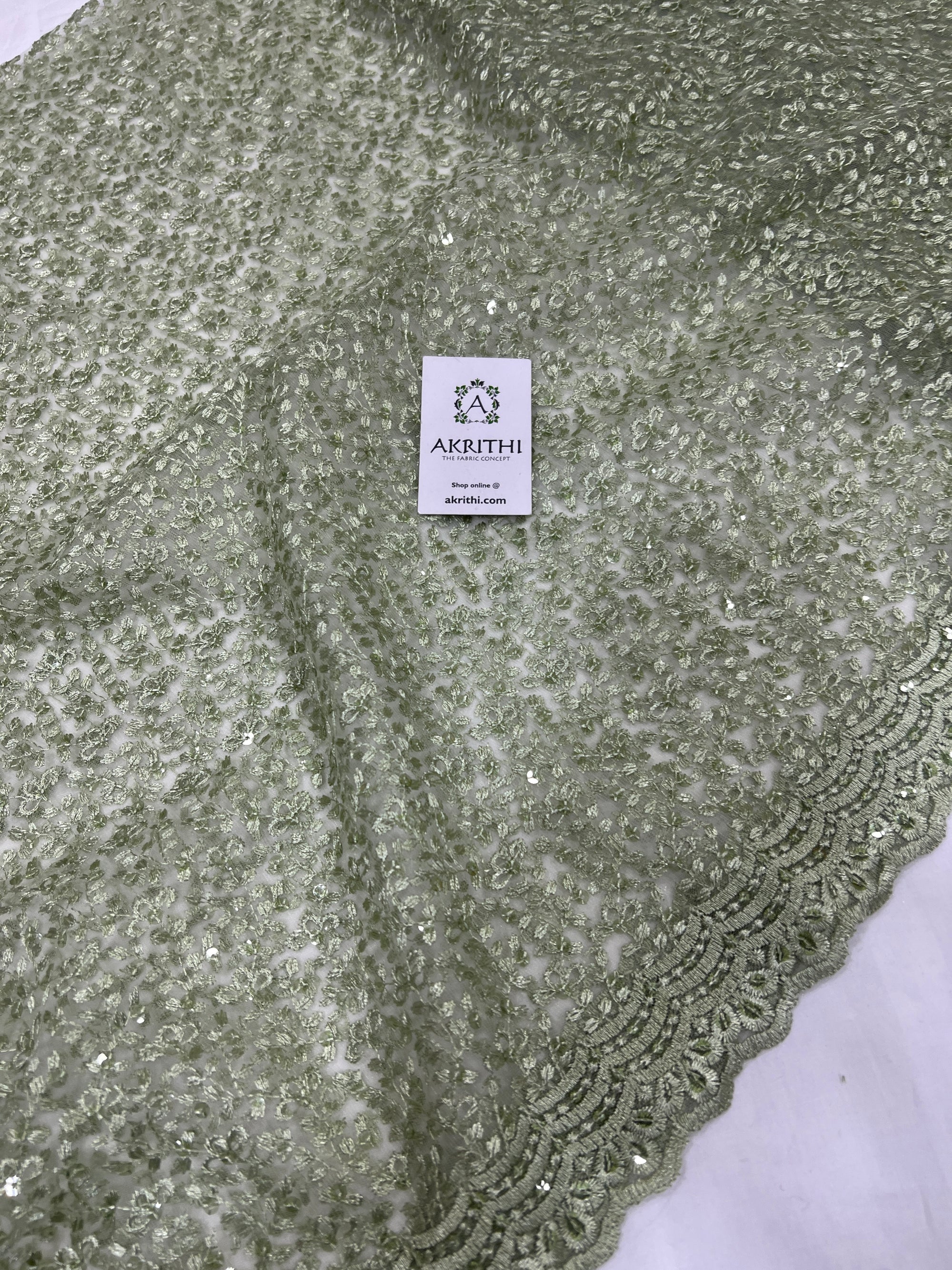 Self Embroidery on net fabric