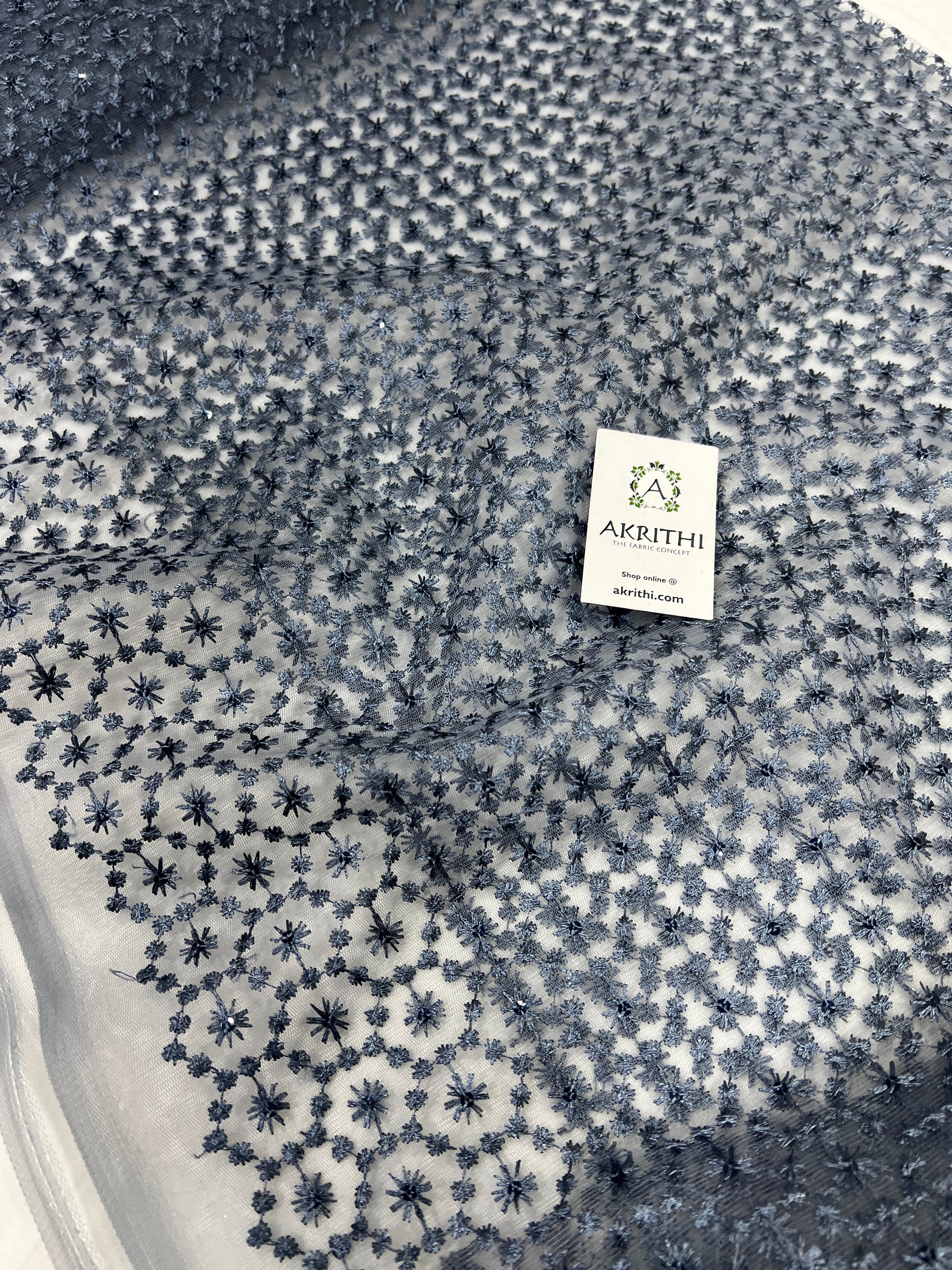 Self Embroidery on net fabric