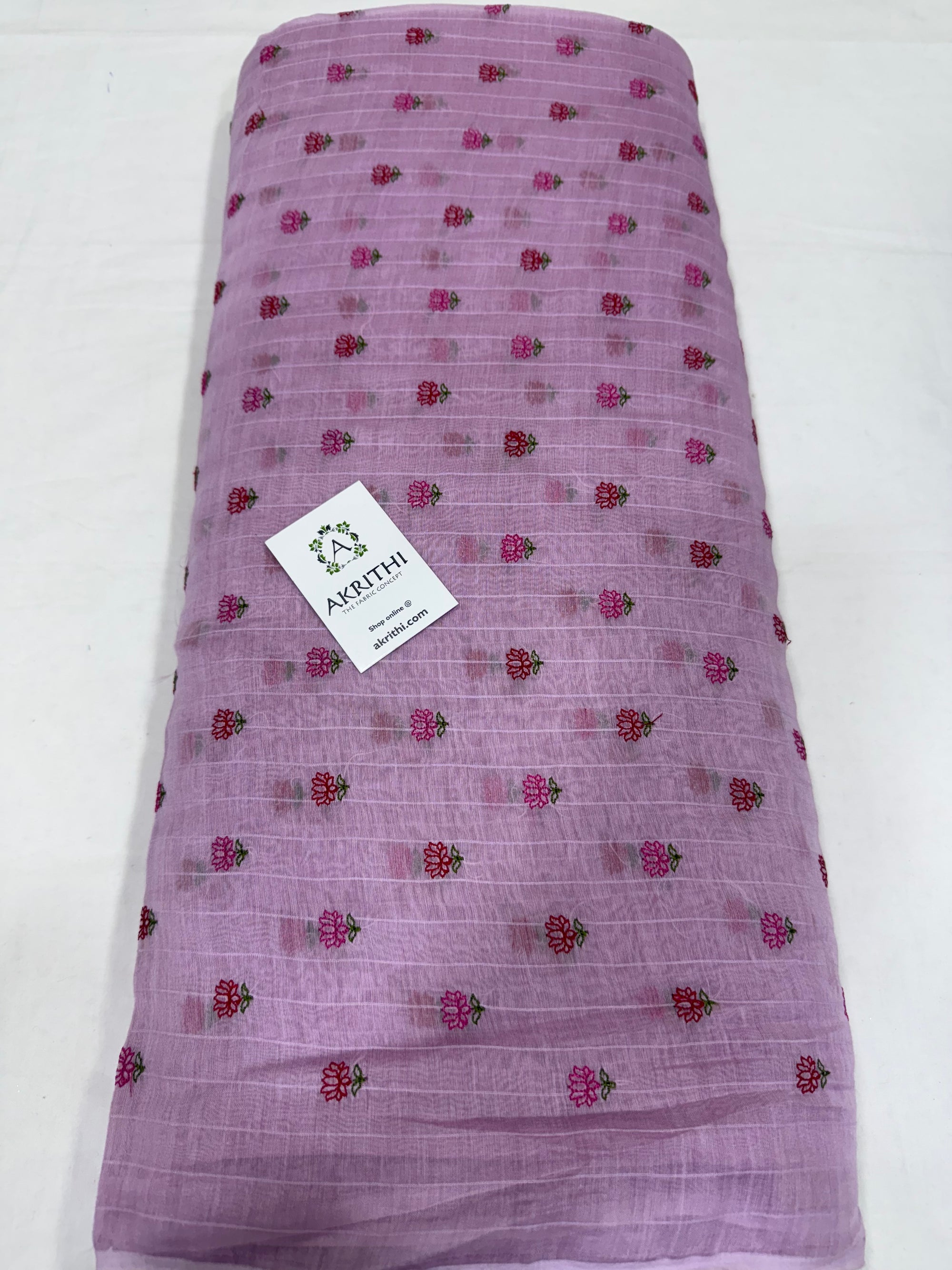 MUL CHANDERI EMBROIDERED FABRIC