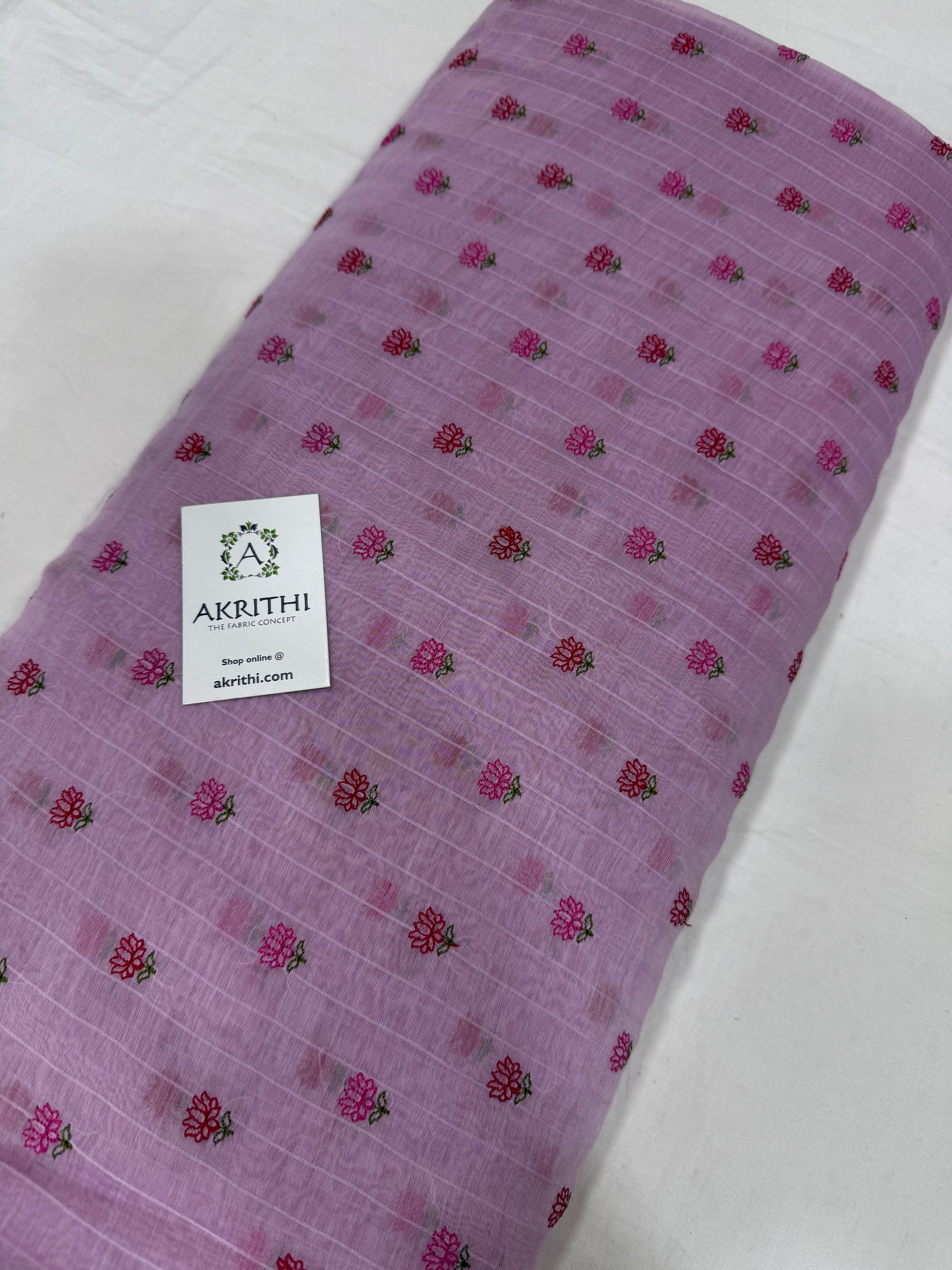 MUL CHANDERI EMBROIDERED FABRIC