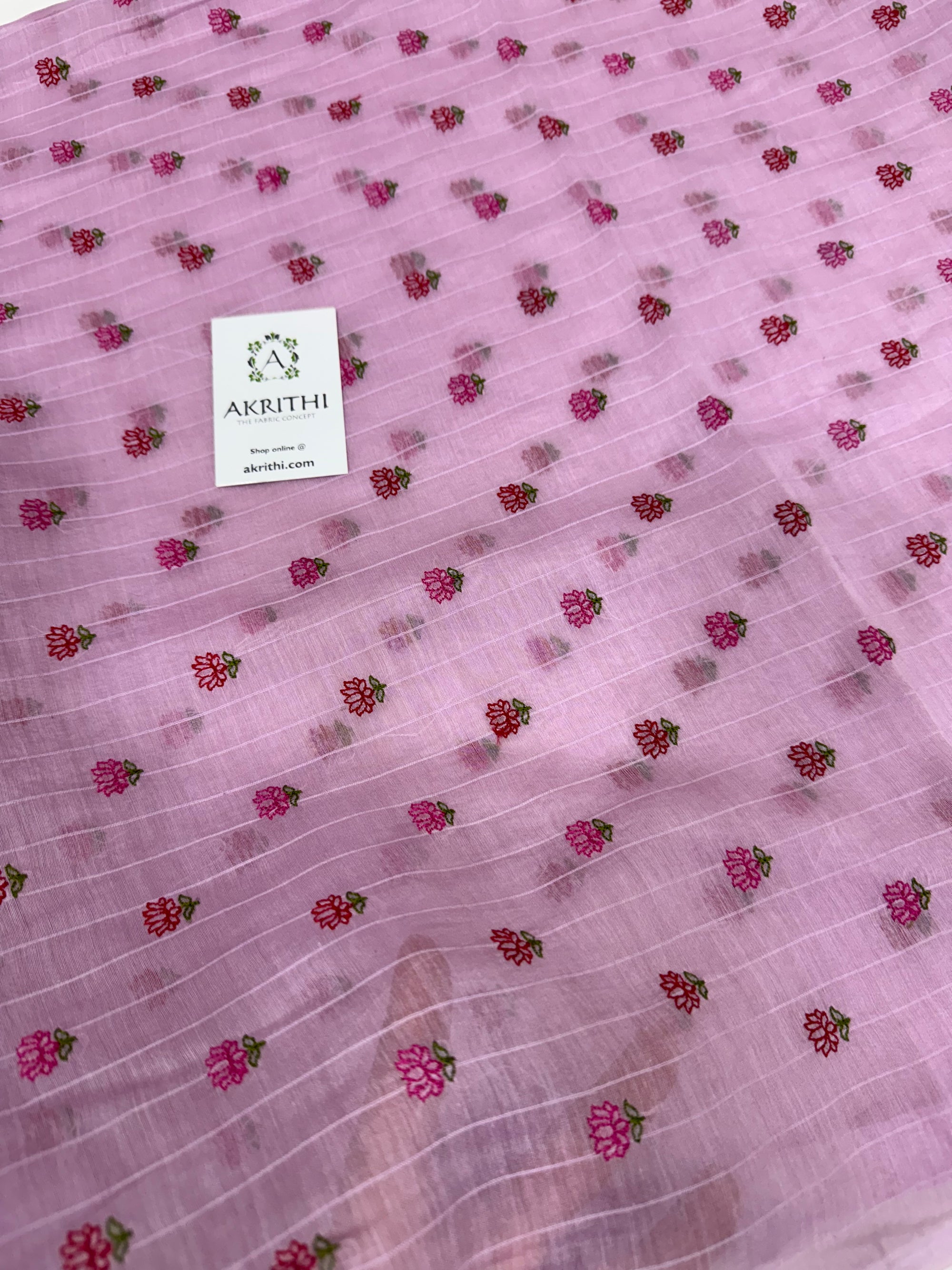 MUL CHANDERI EMBROIDERED FABRIC