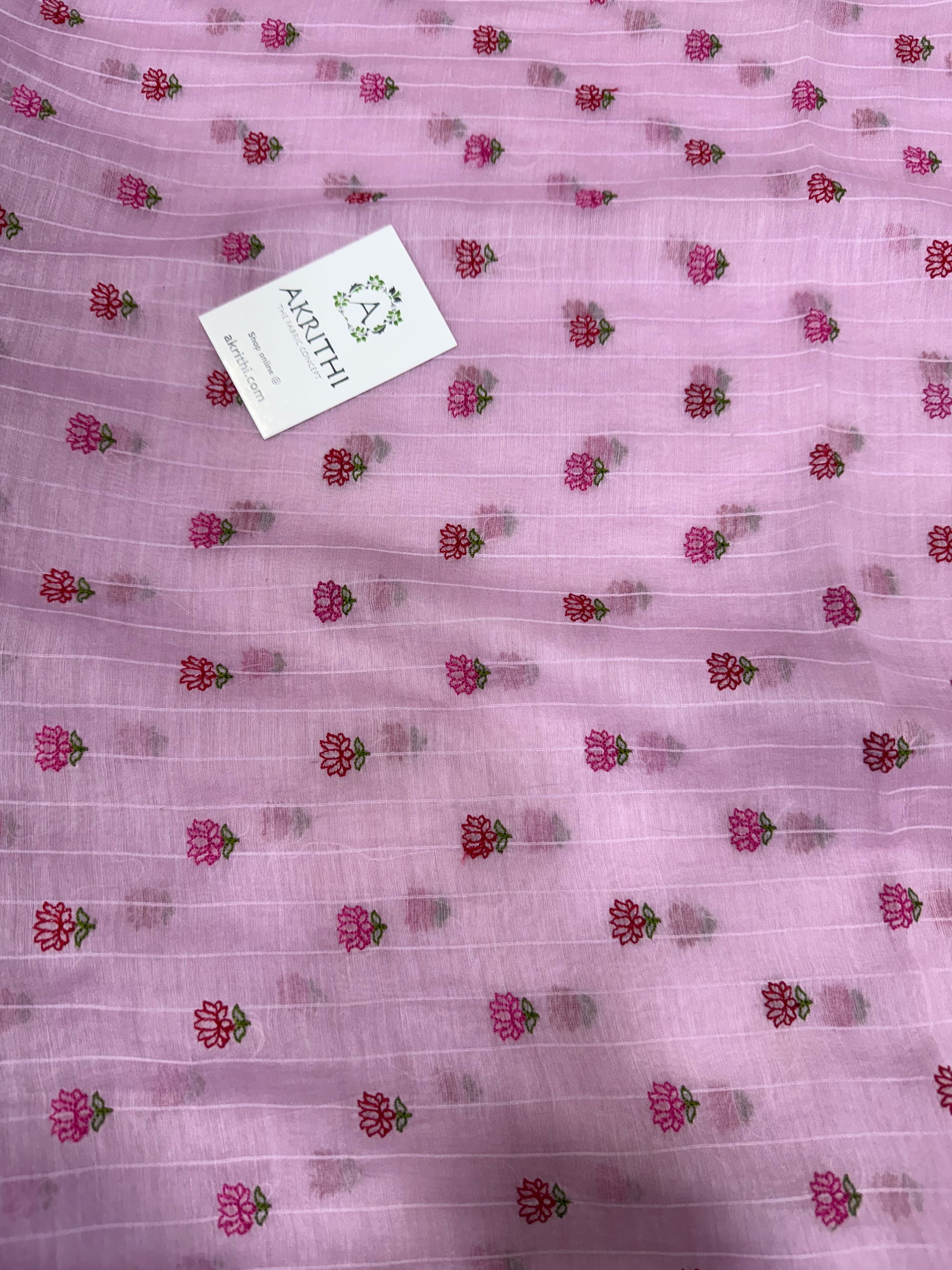 MUL CHANDERI EMBROIDERED FABRIC