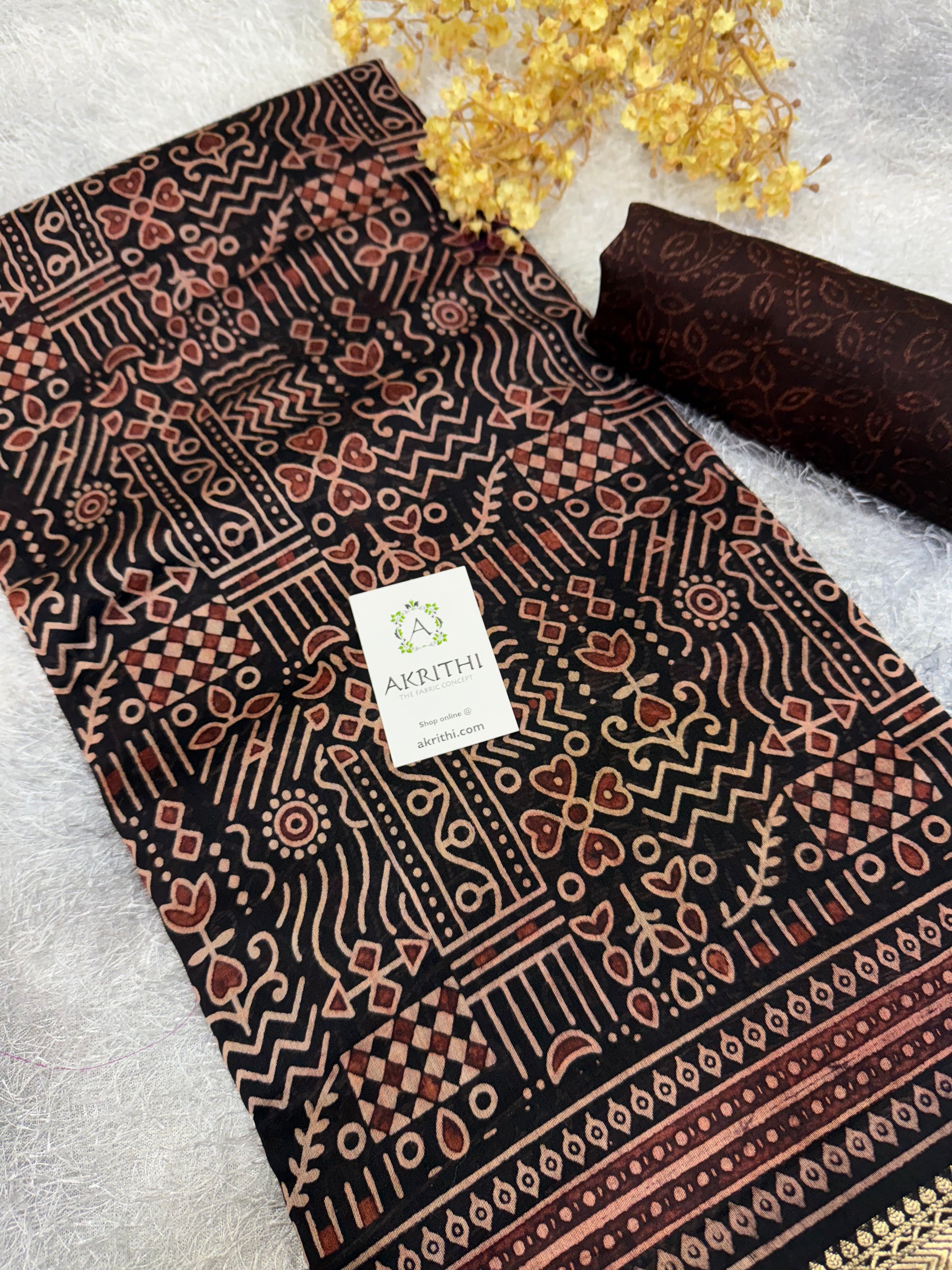 Hand Block printed Pure mangalagiri saree