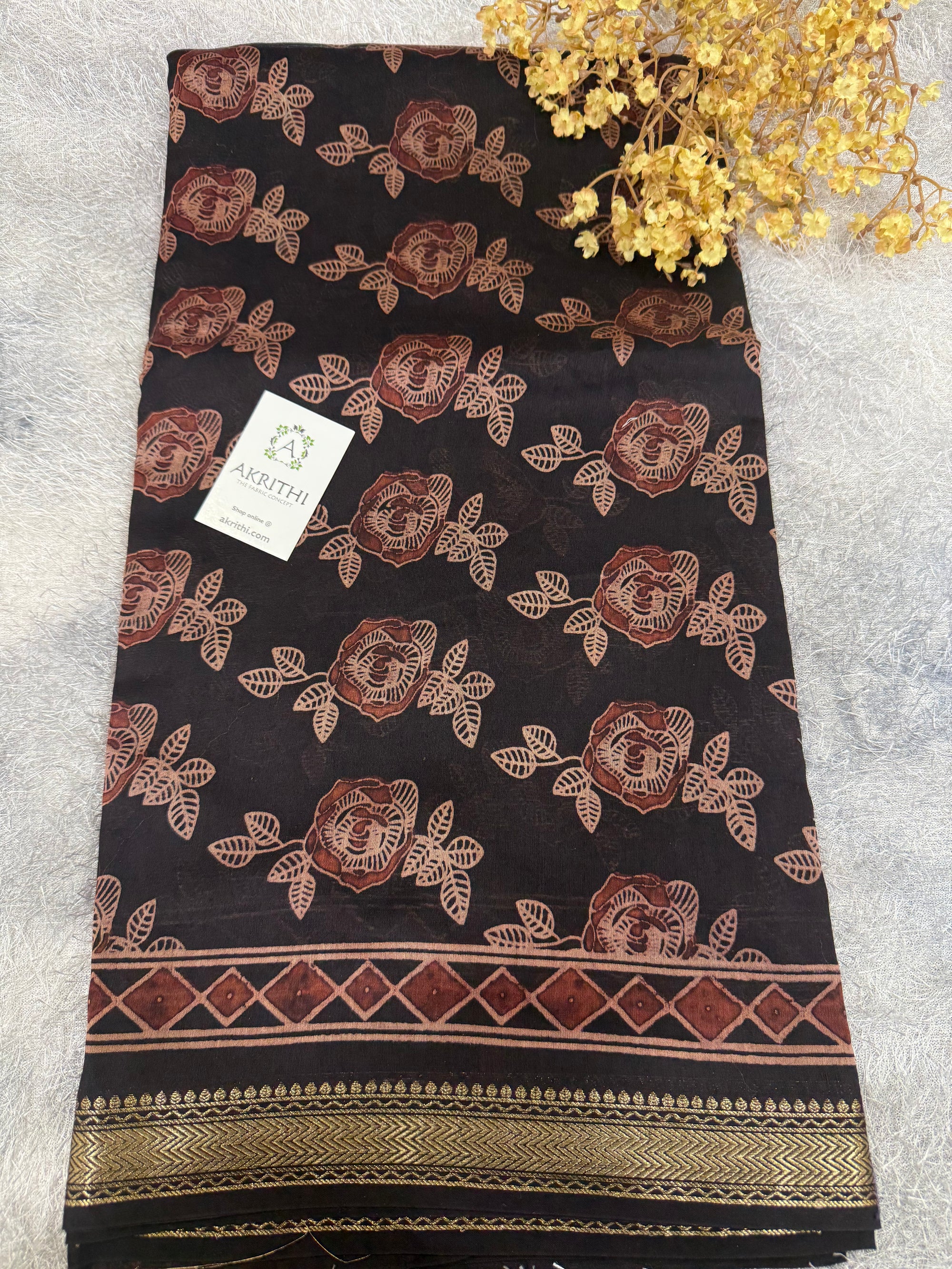 Hand Block printed Pure mangalagiri saree