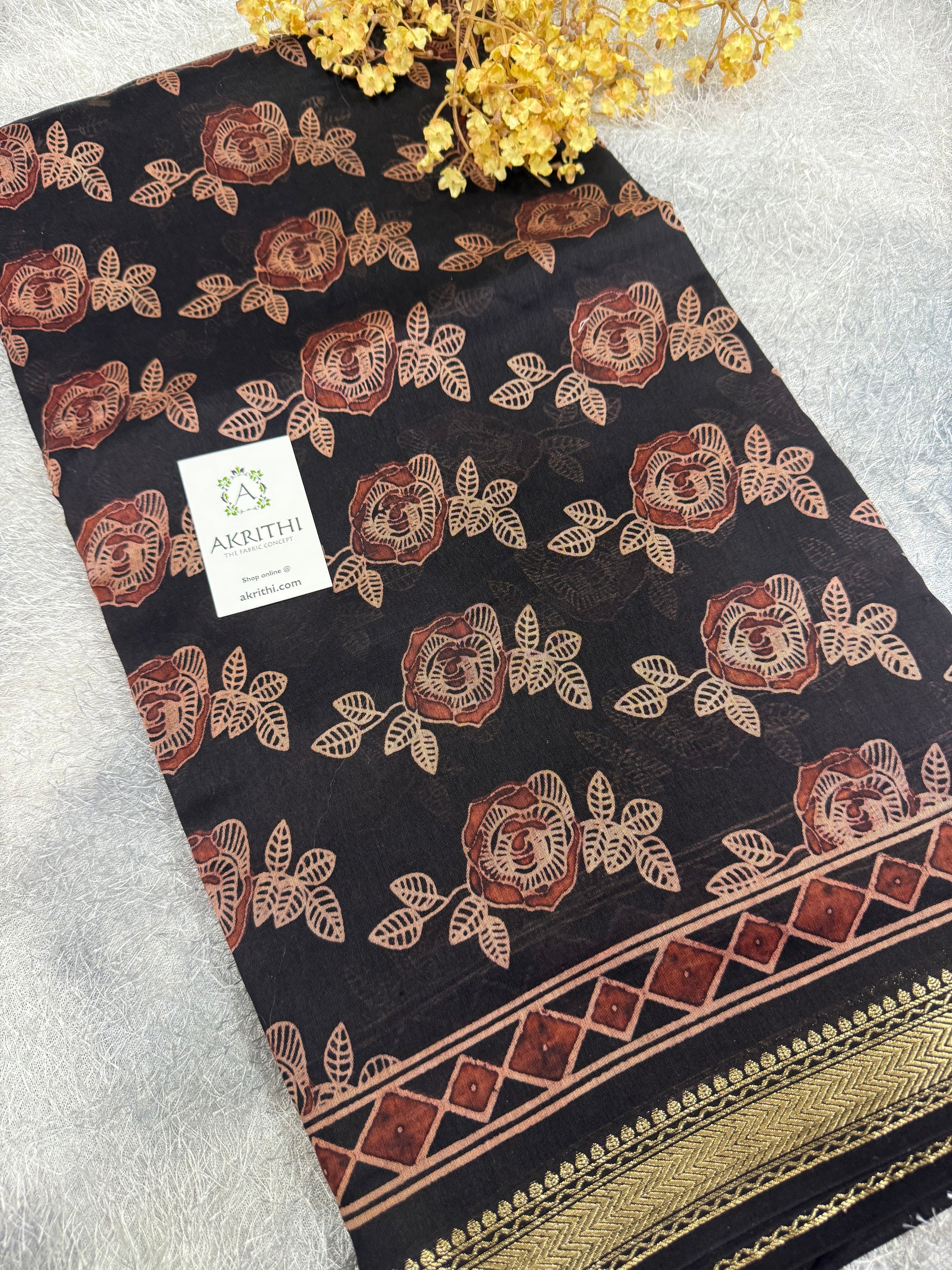 Hand Block printed Pure mangalagiri saree