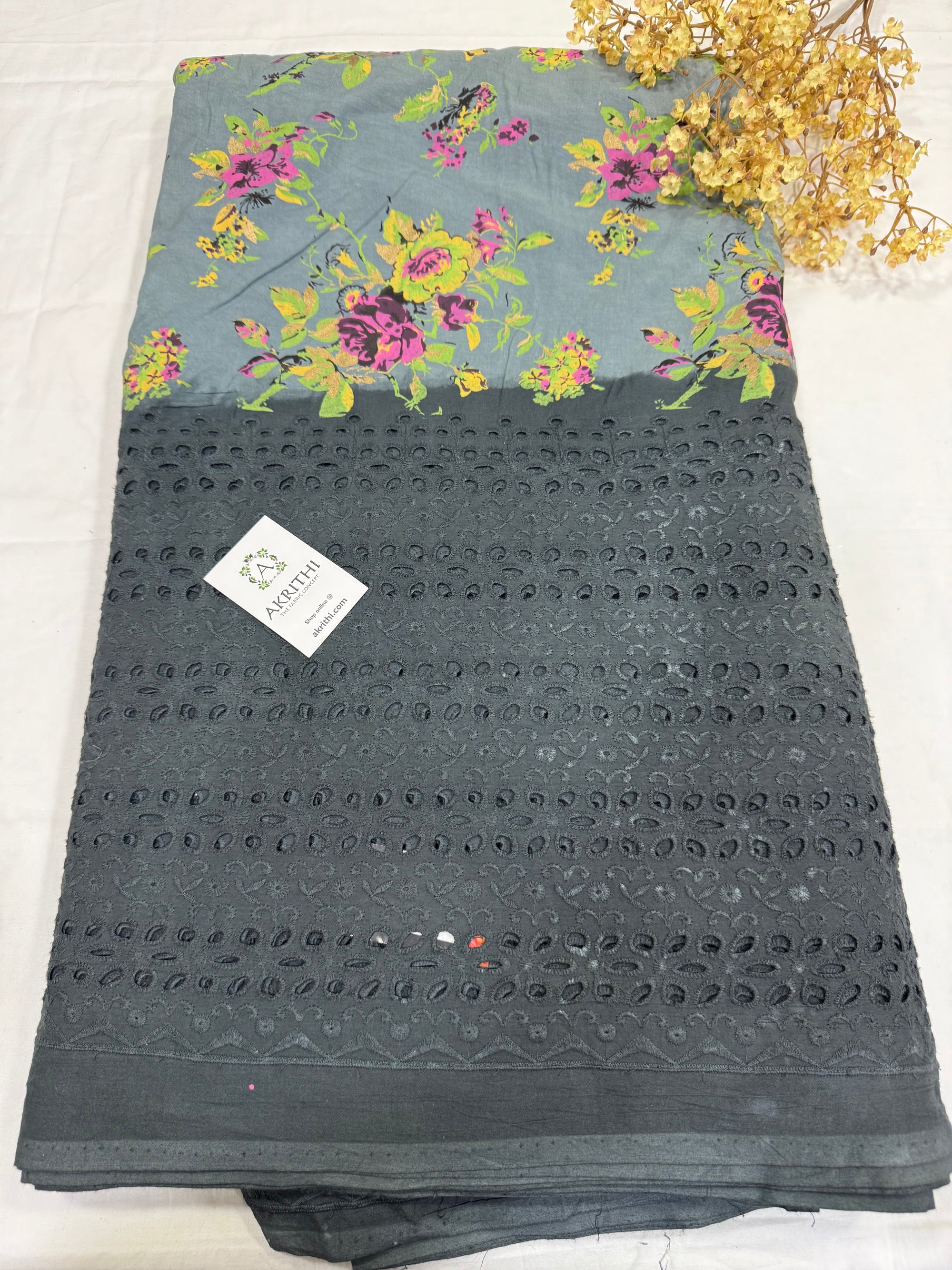 Floral printed pure cotton hakoba fabric