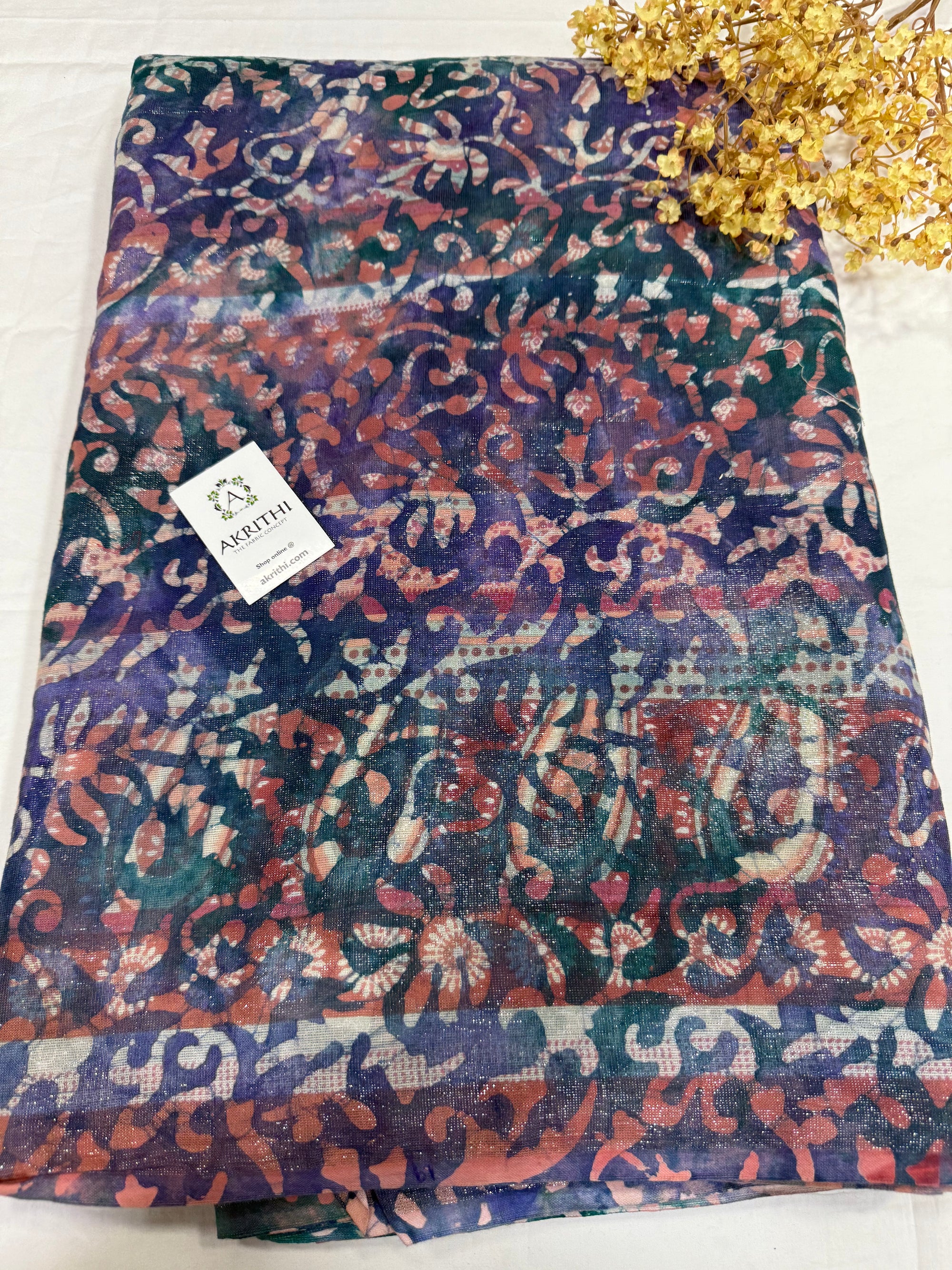 Batik printed pure cotton lurex fabric