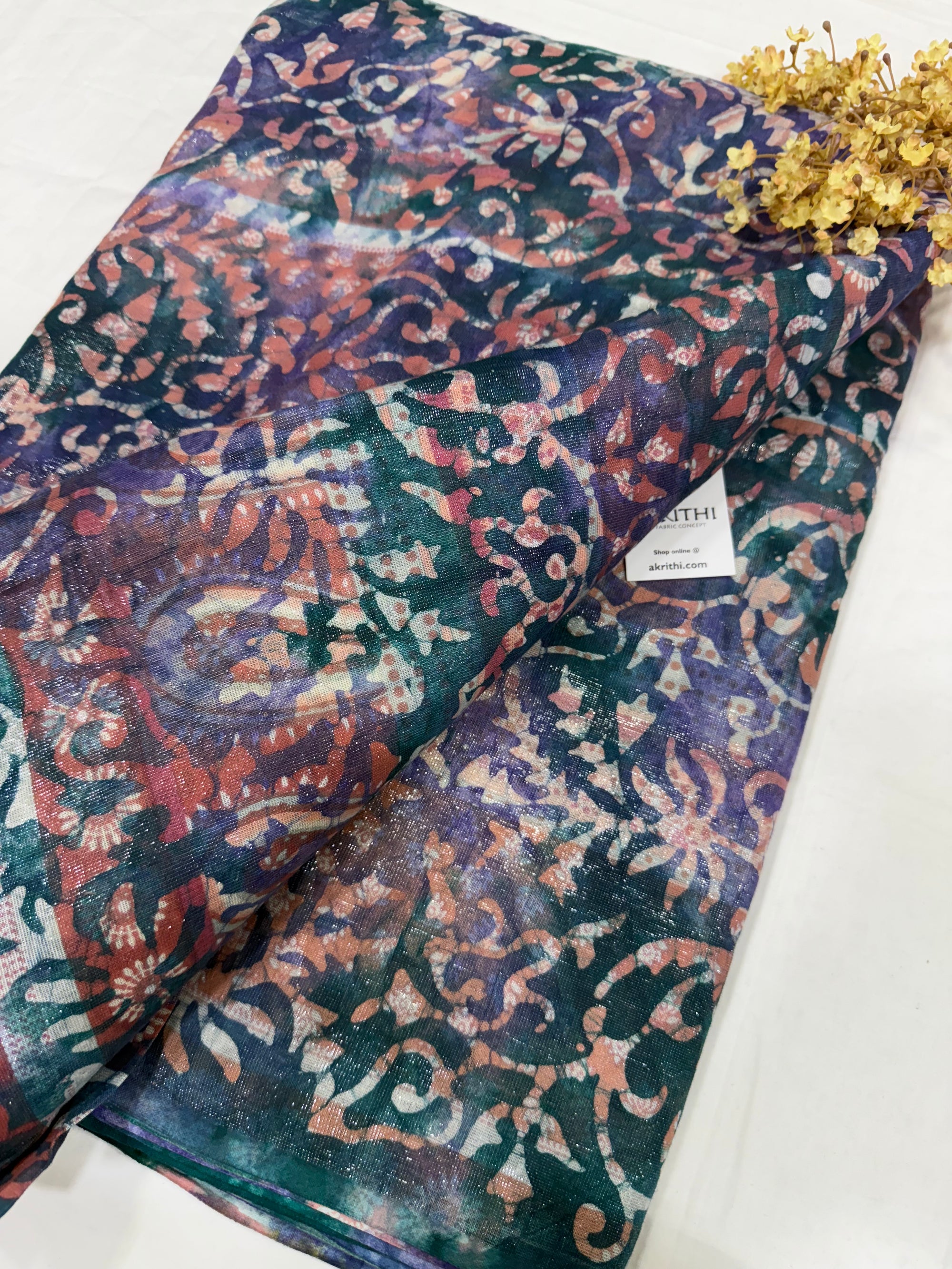 Batik printed pure cotton lurex fabric