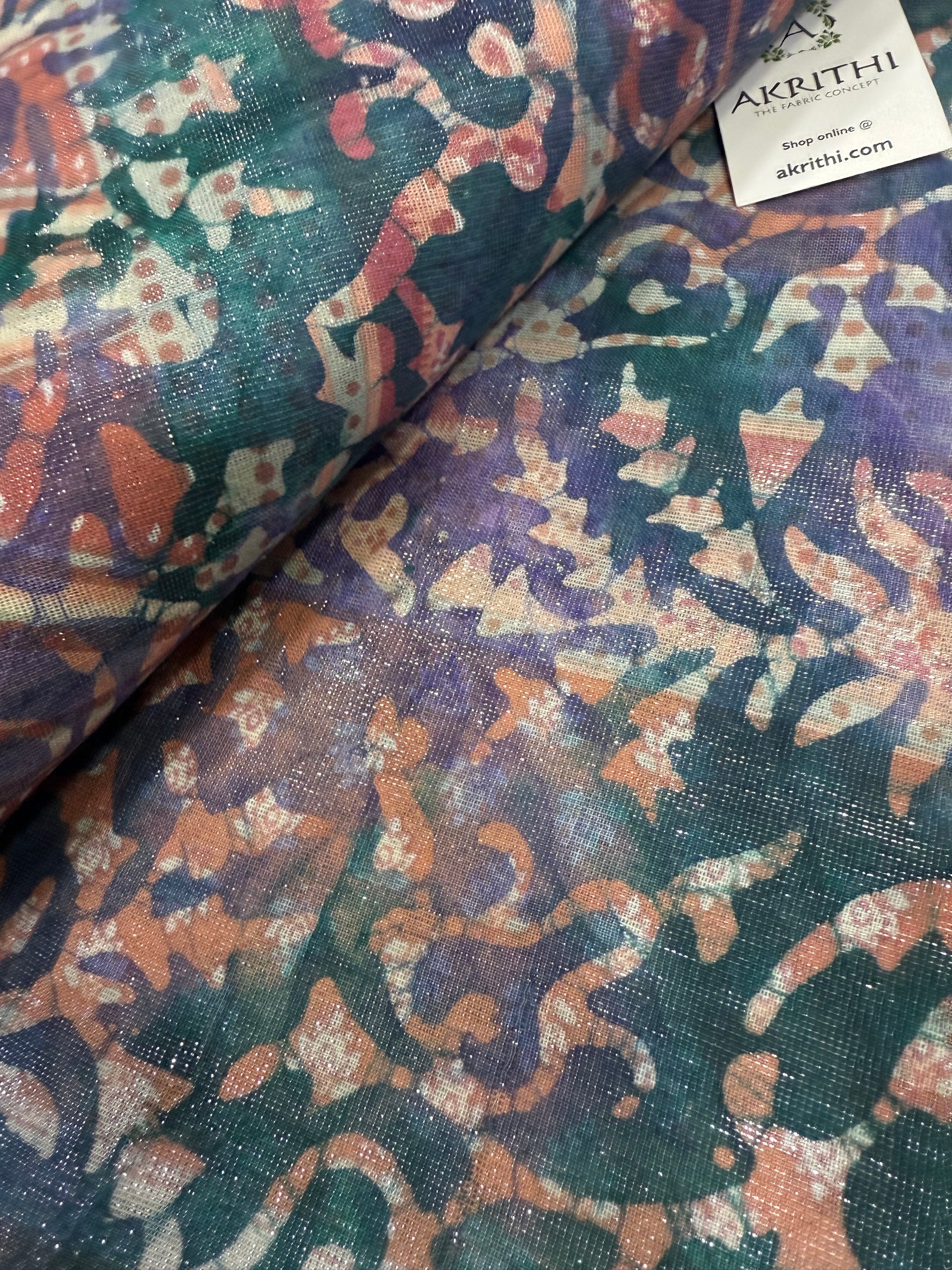 Batik printed pure cotton lurex fabric