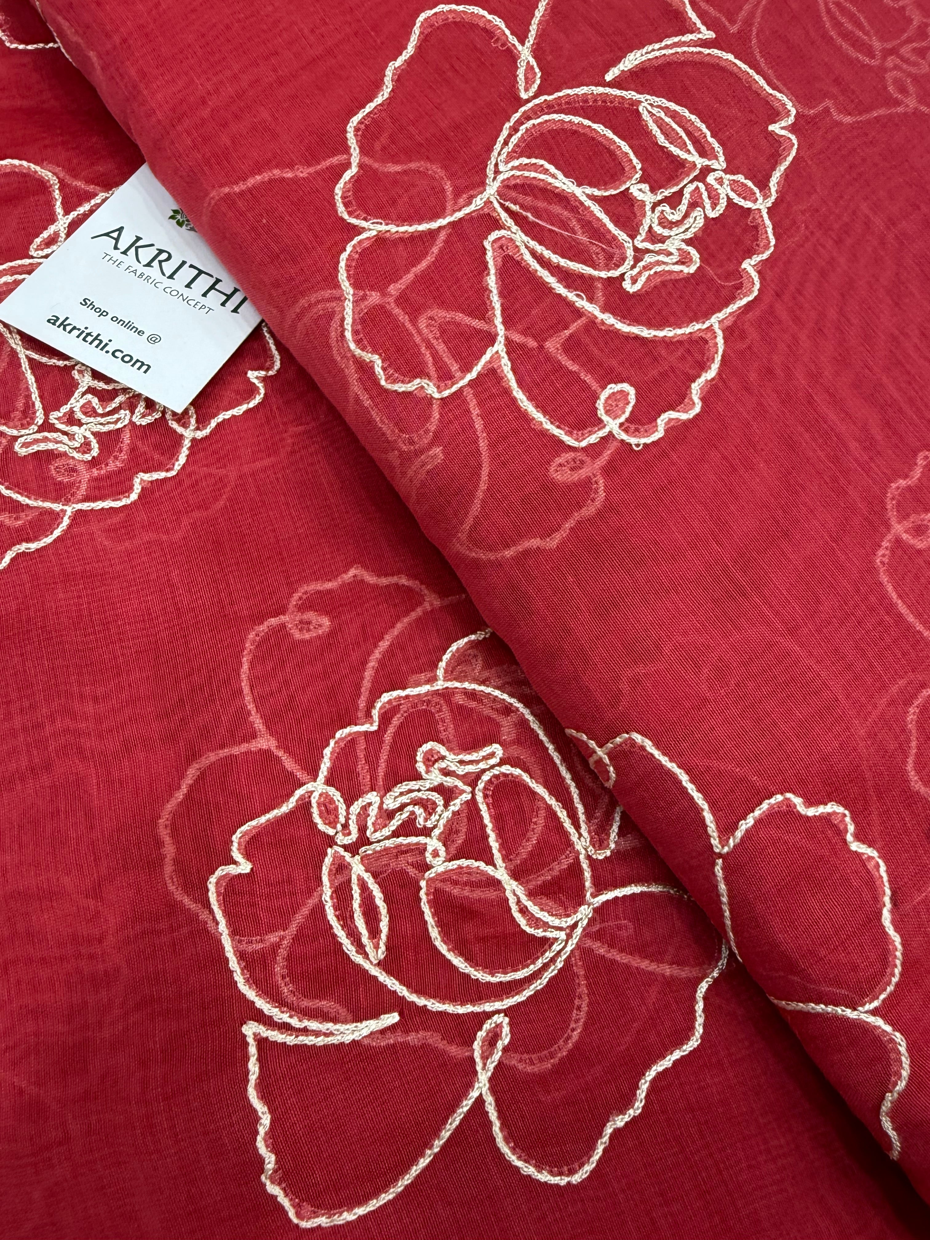 Buy embroidered chanderi fabric online | Chanderi fabric online. – Akrithi