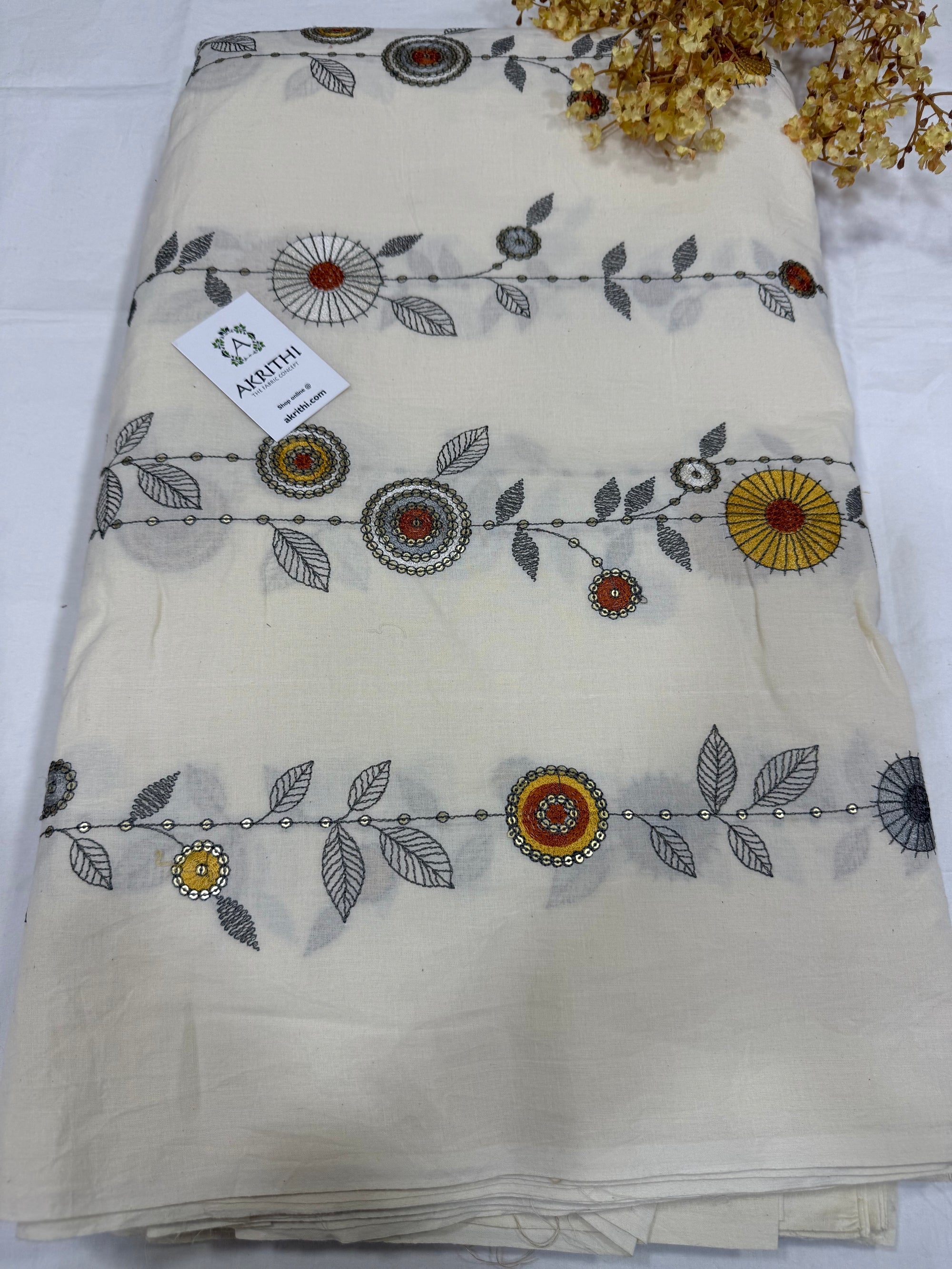 Pure Cotton embroidered fabric
