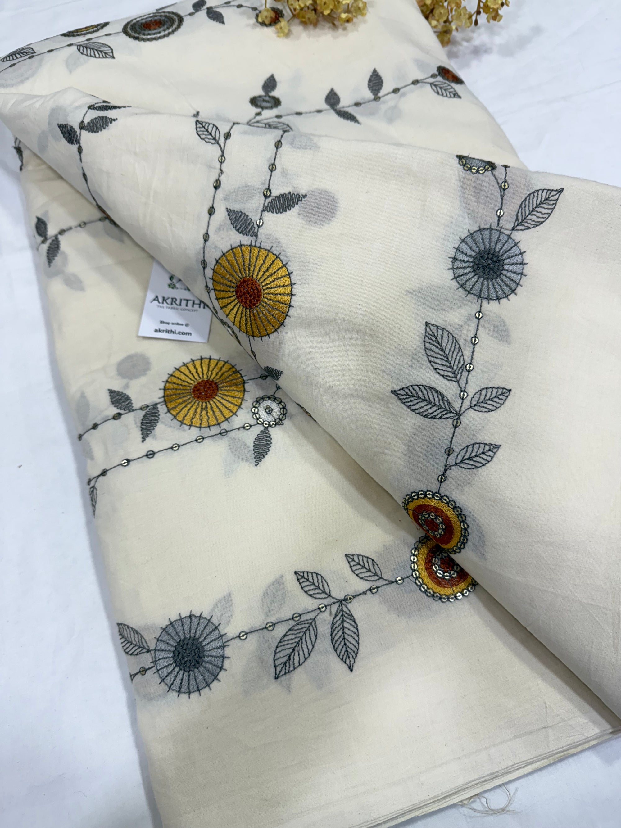 Pure Cotton embroidered fabric