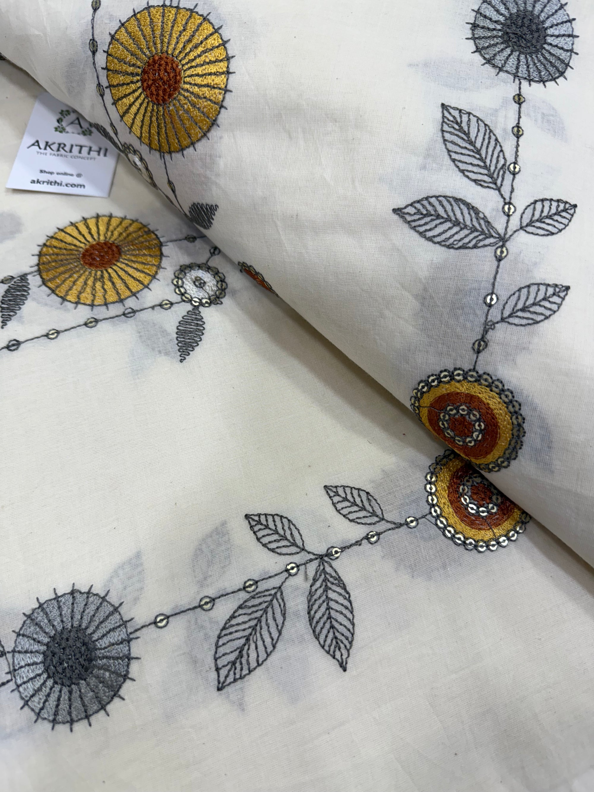 Pure Cotton embroidered fabric