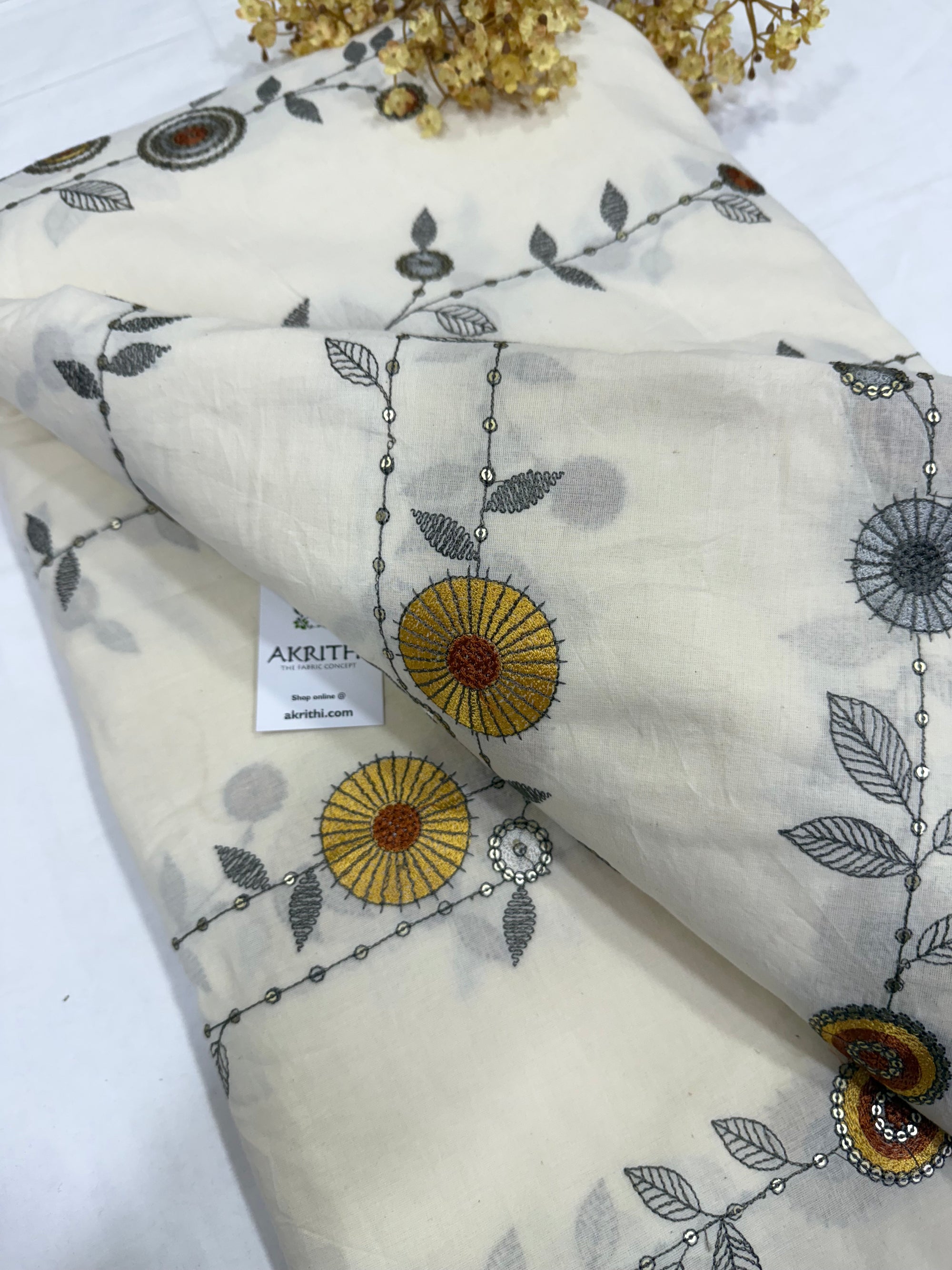 Pure Cotton embroidered fabric