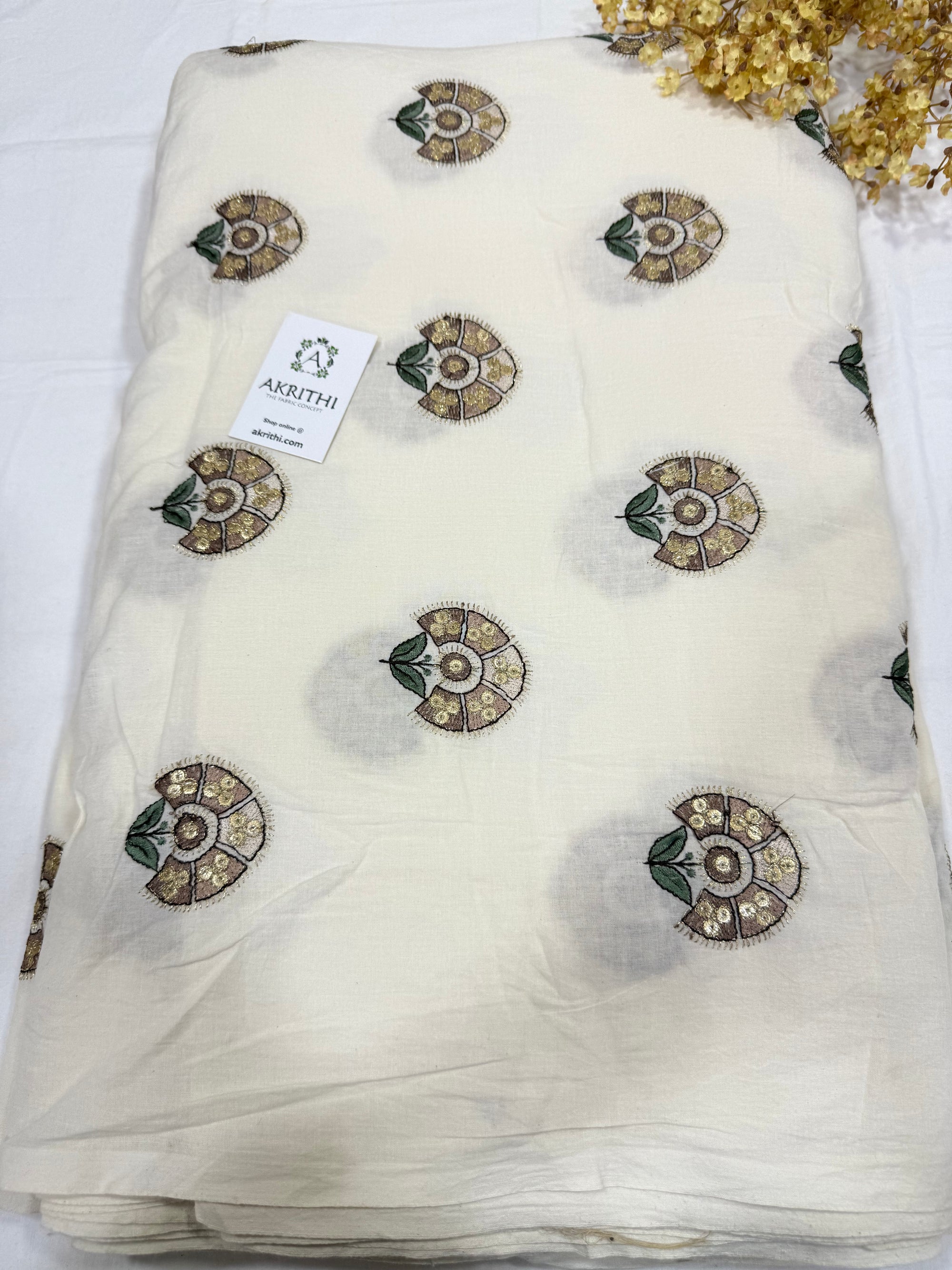 Pure Cotton embroidered fabric