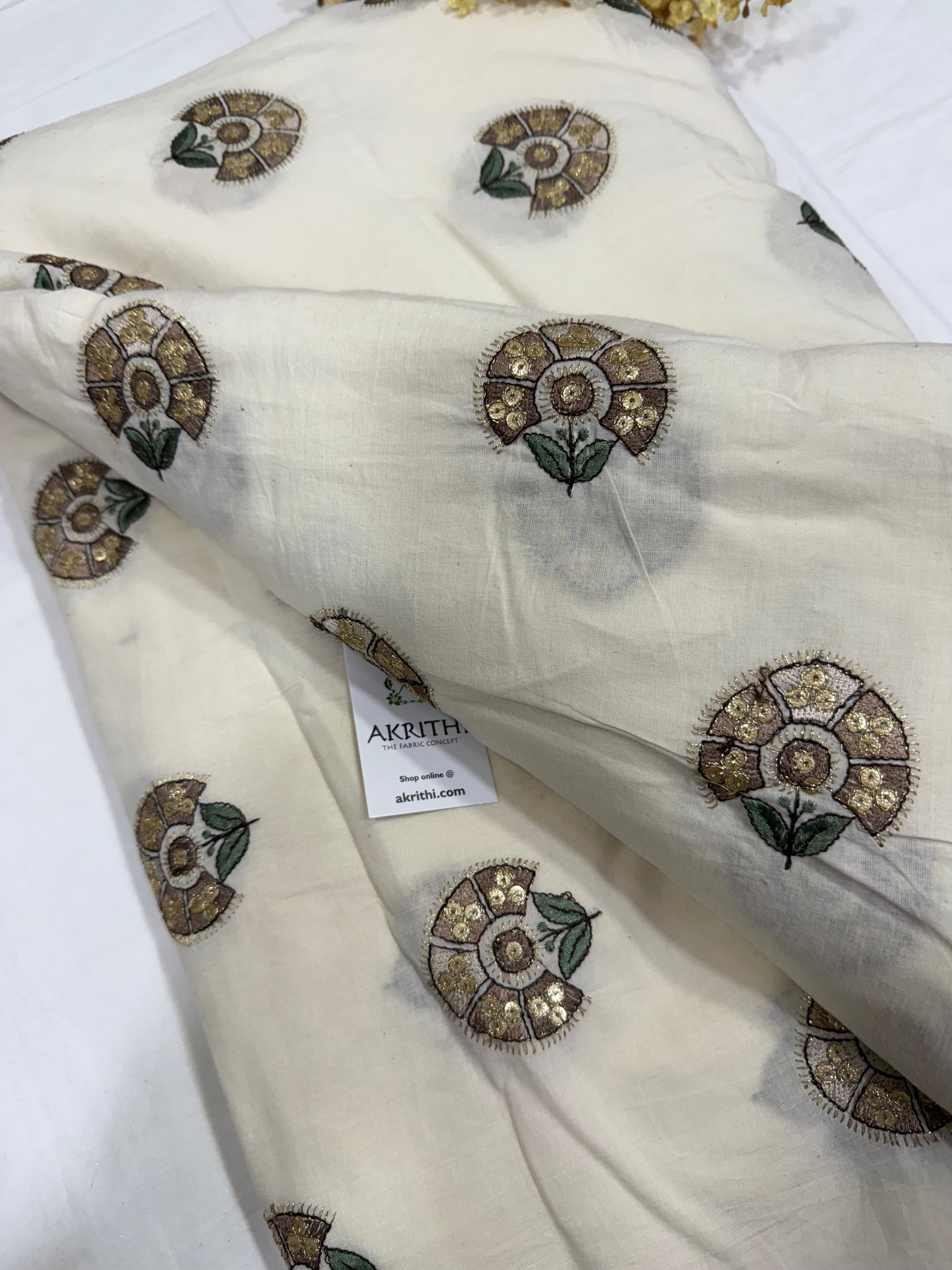 Pure Cotton embroidered fabric