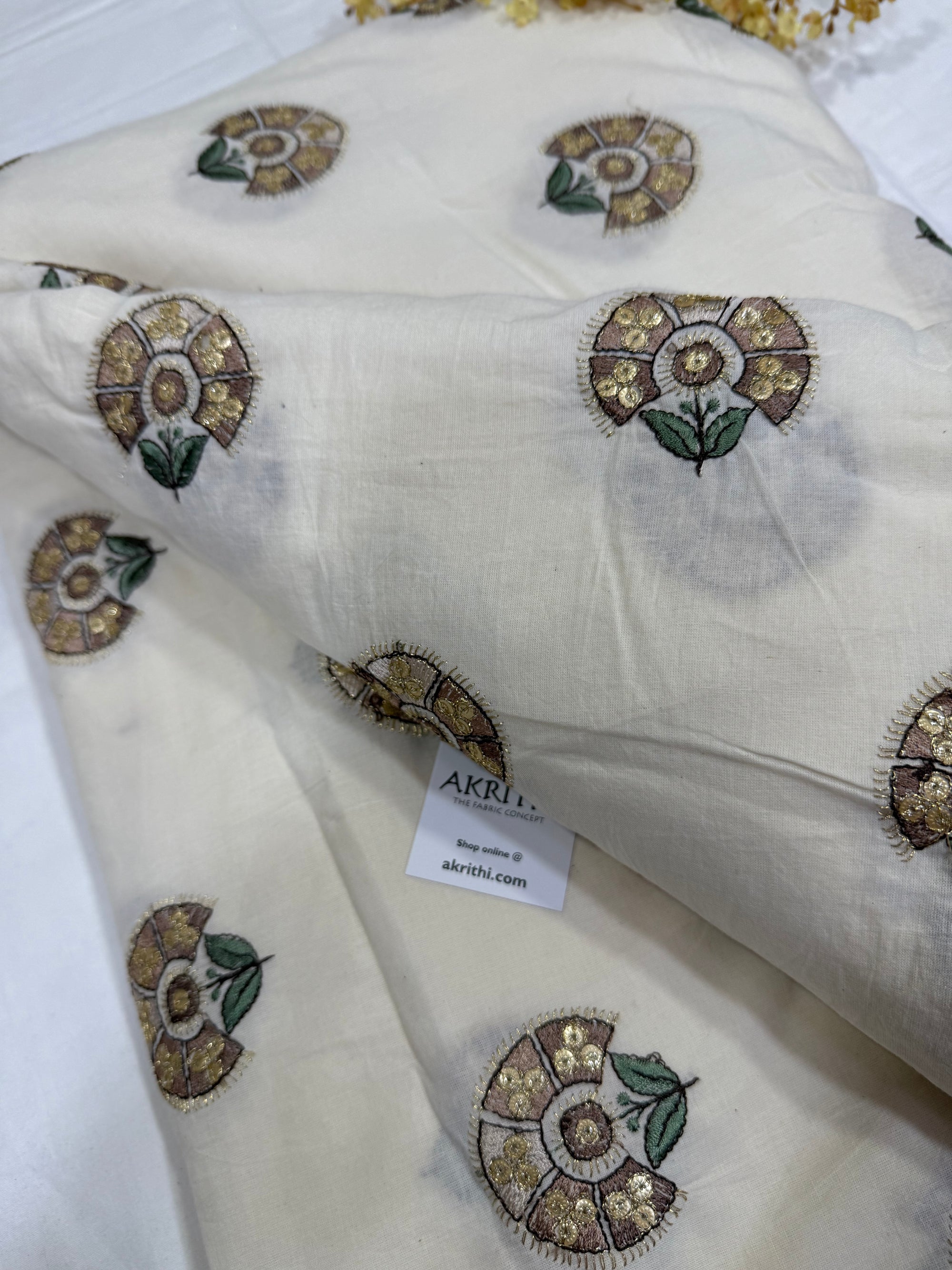 Pure Cotton embroidered fabric