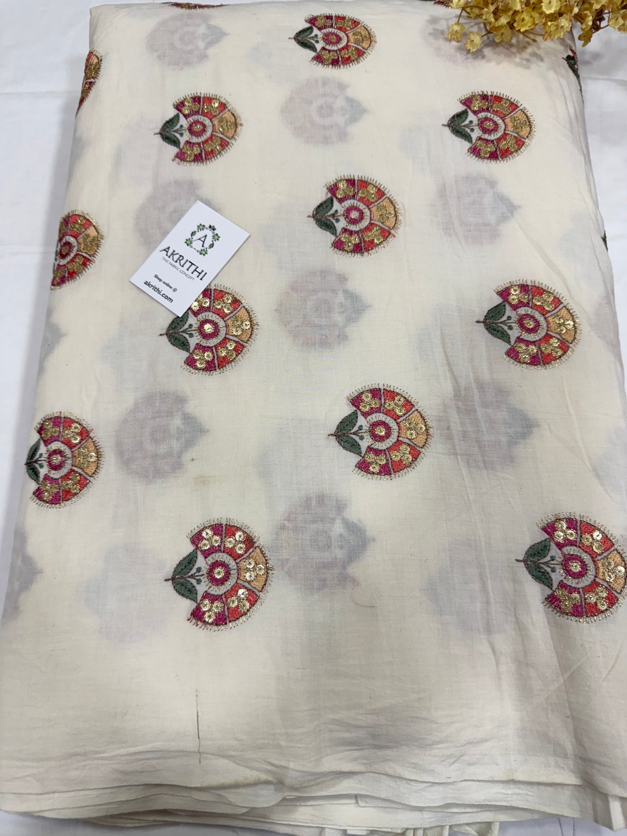 Pure Cotton embroidered fabric