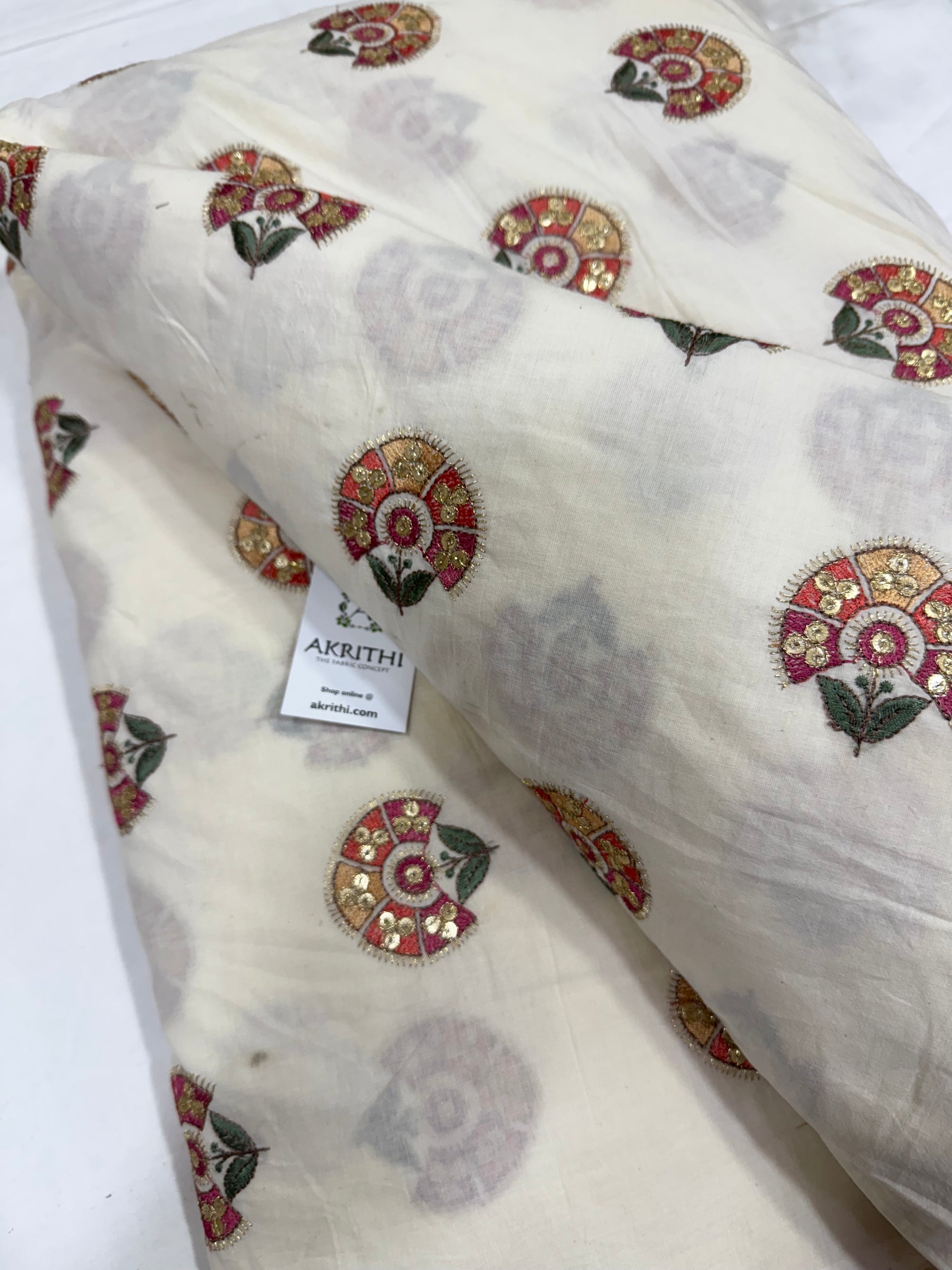 Pure Cotton embroidered fabric