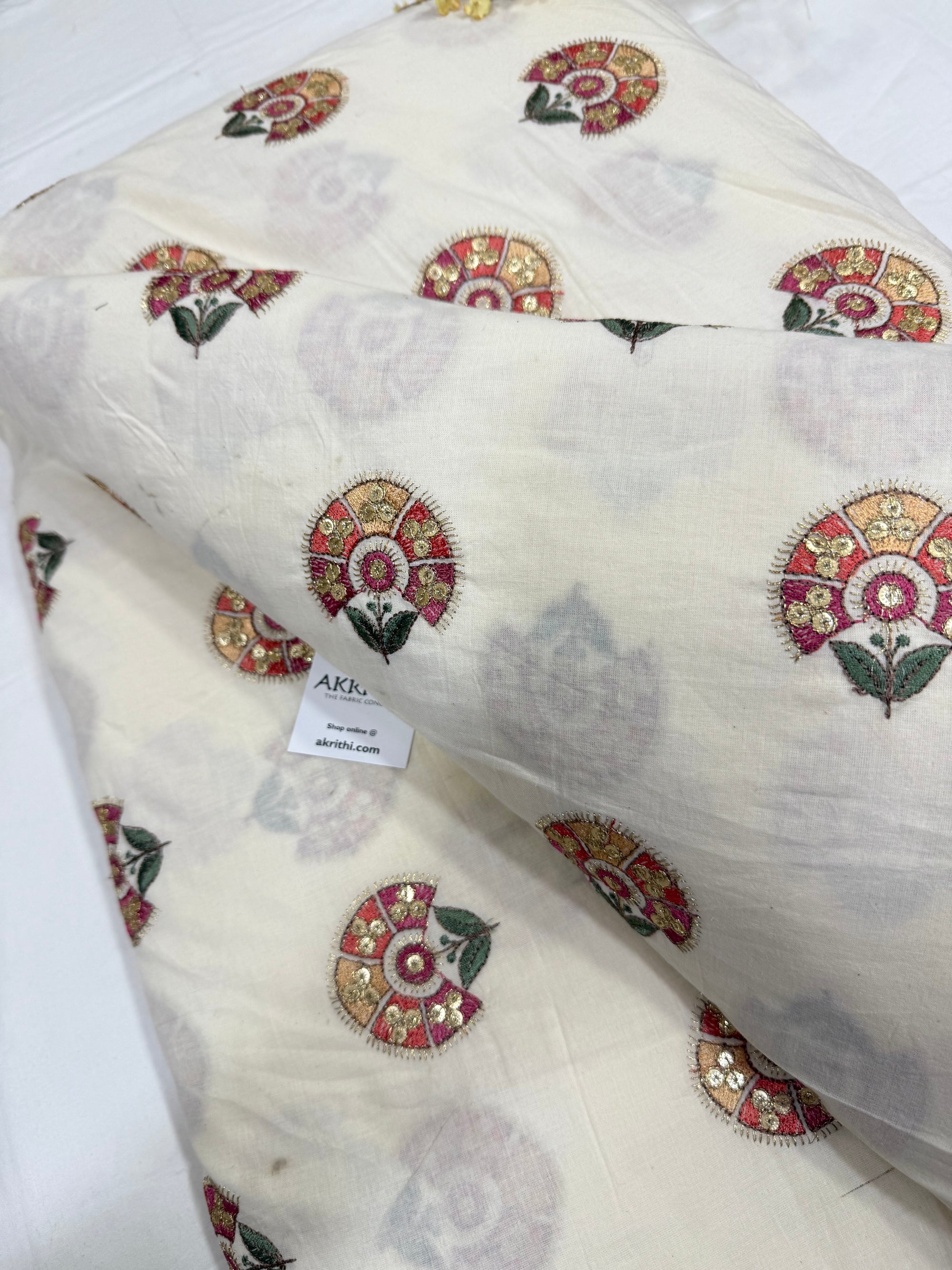 Pure Cotton embroidered fabric