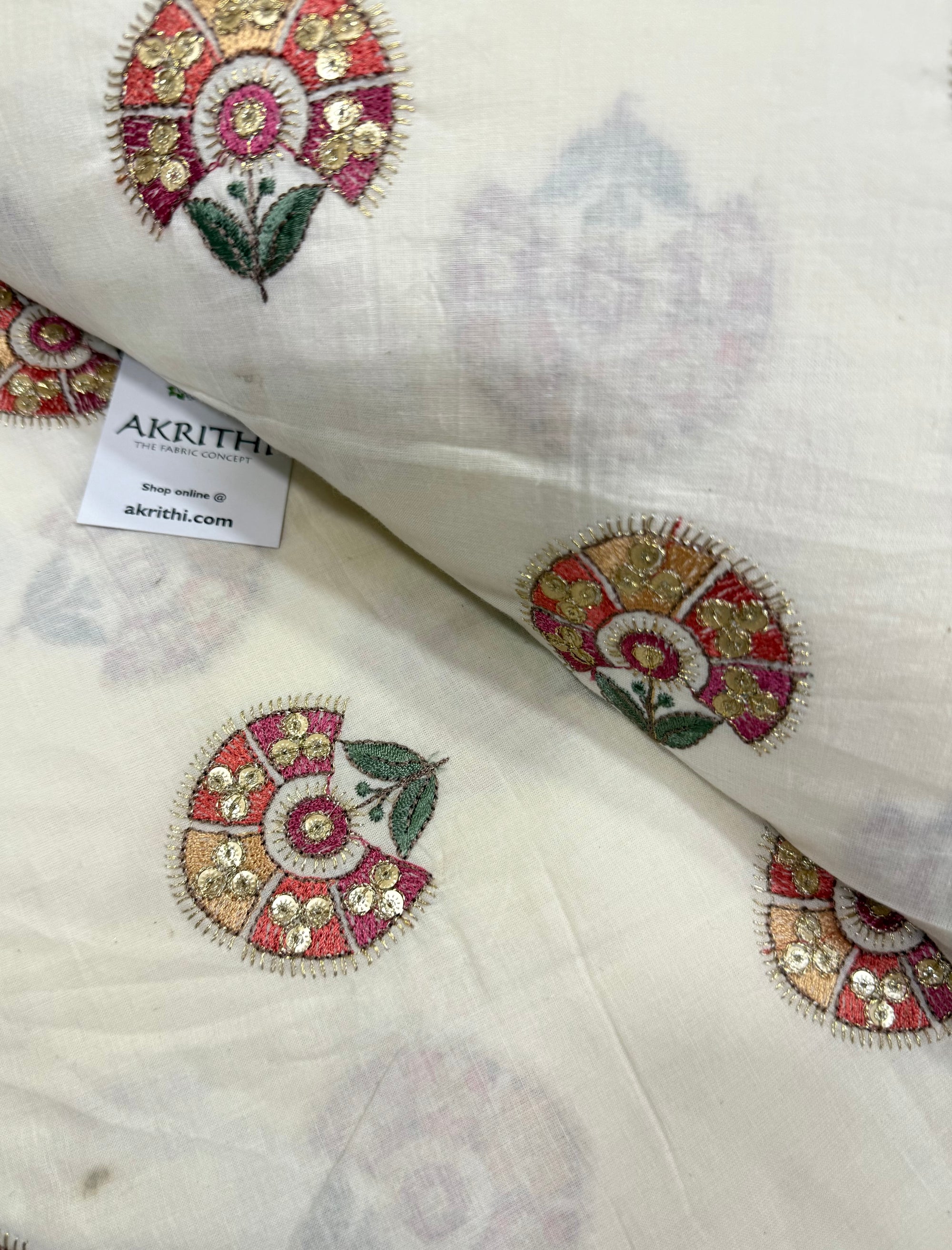 Pure Cotton embroidered fabric