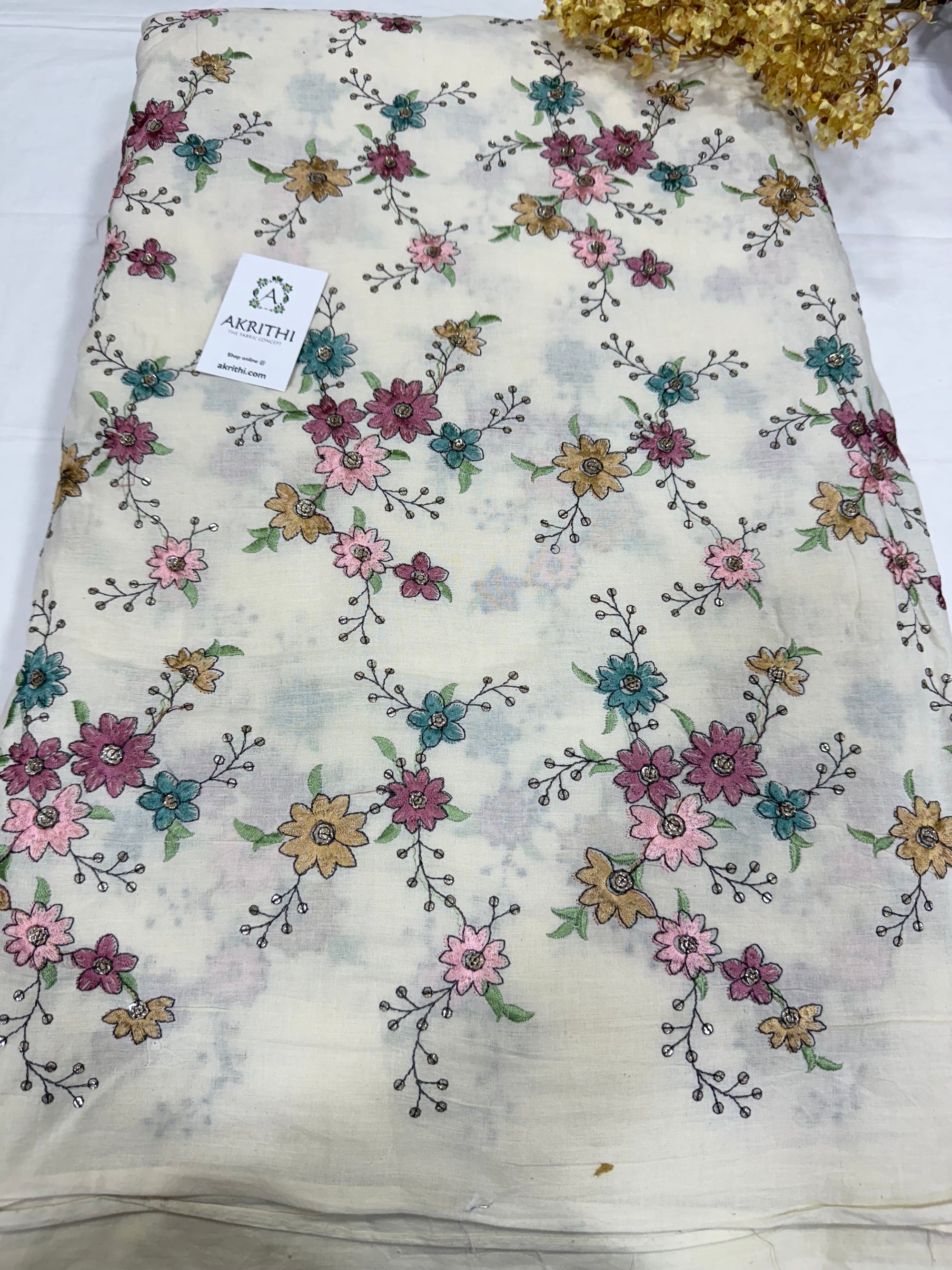 Pure Cotton embroidered fabric