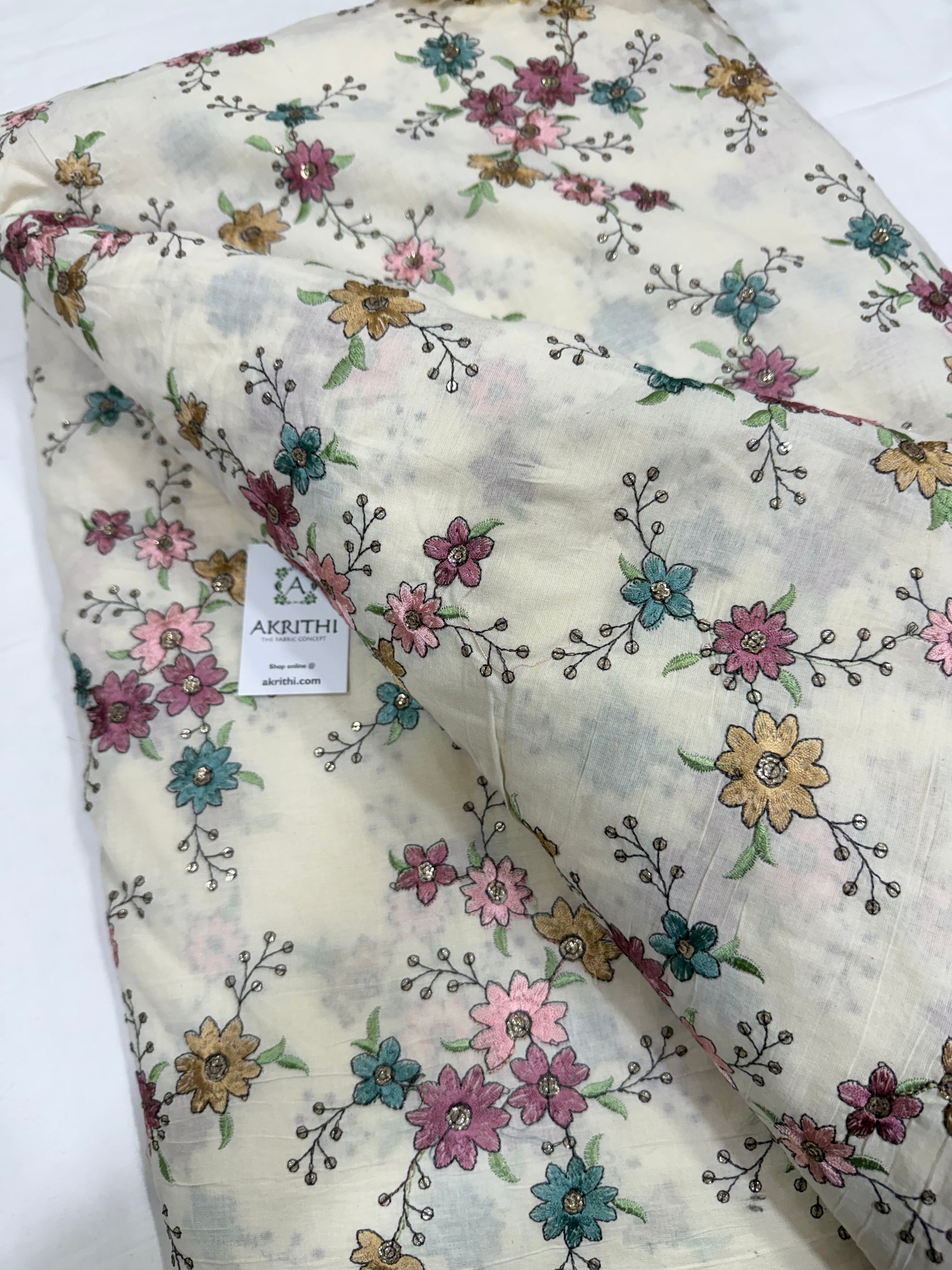 Pure Cotton embroidered fabric