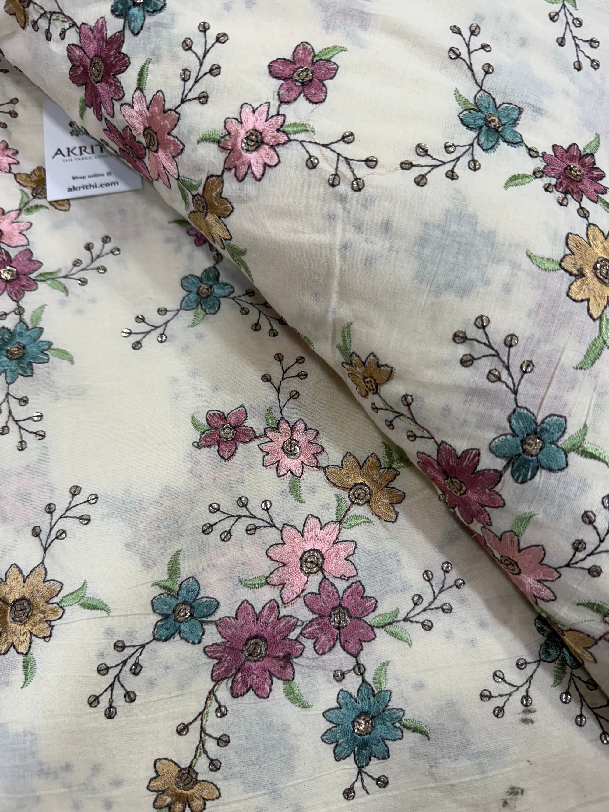 Pure Cotton embroidered fabric