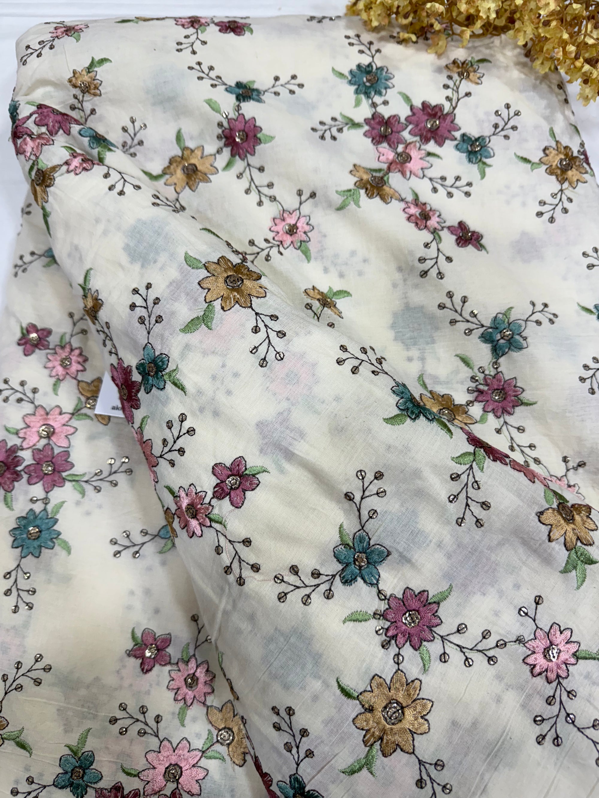 Pure Cotton embroidered fabric