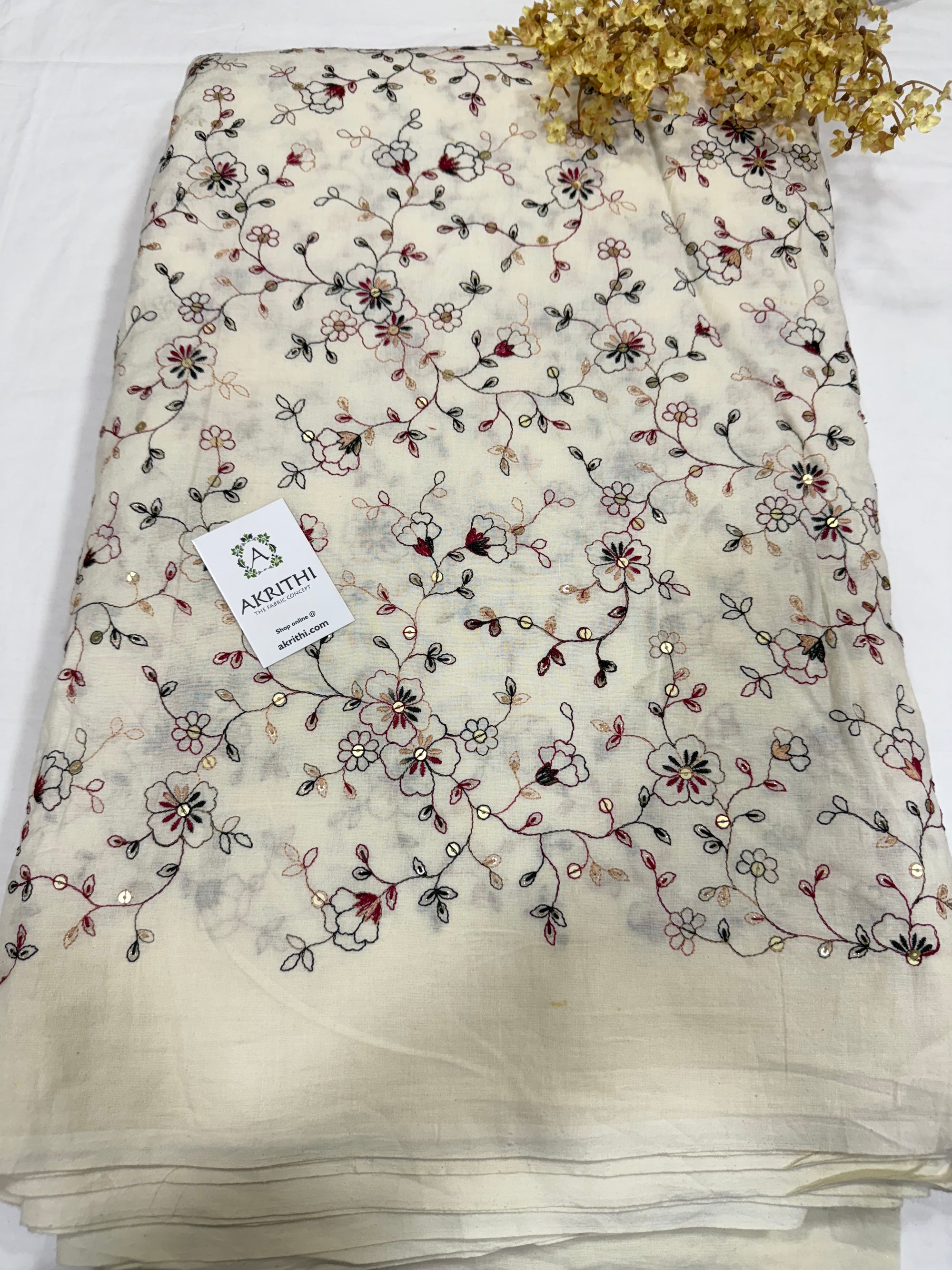 Pure Cotton embroidered fabric