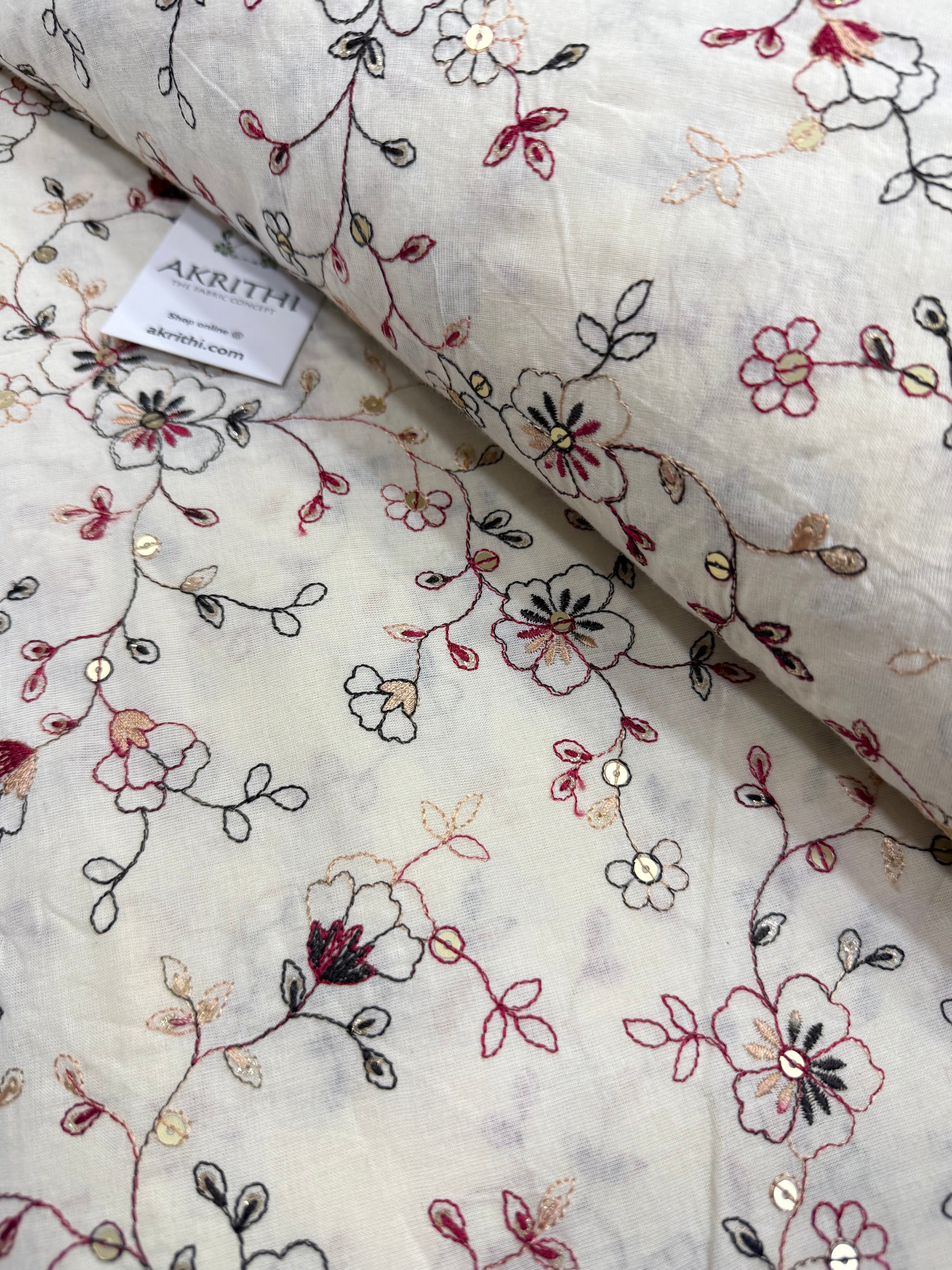 Pure Cotton embroidered fabric