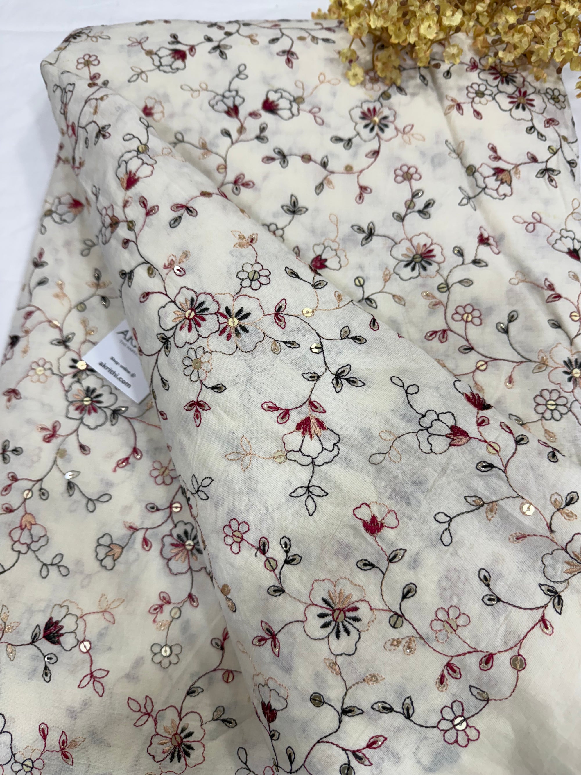 Pure Cotton embroidered fabric