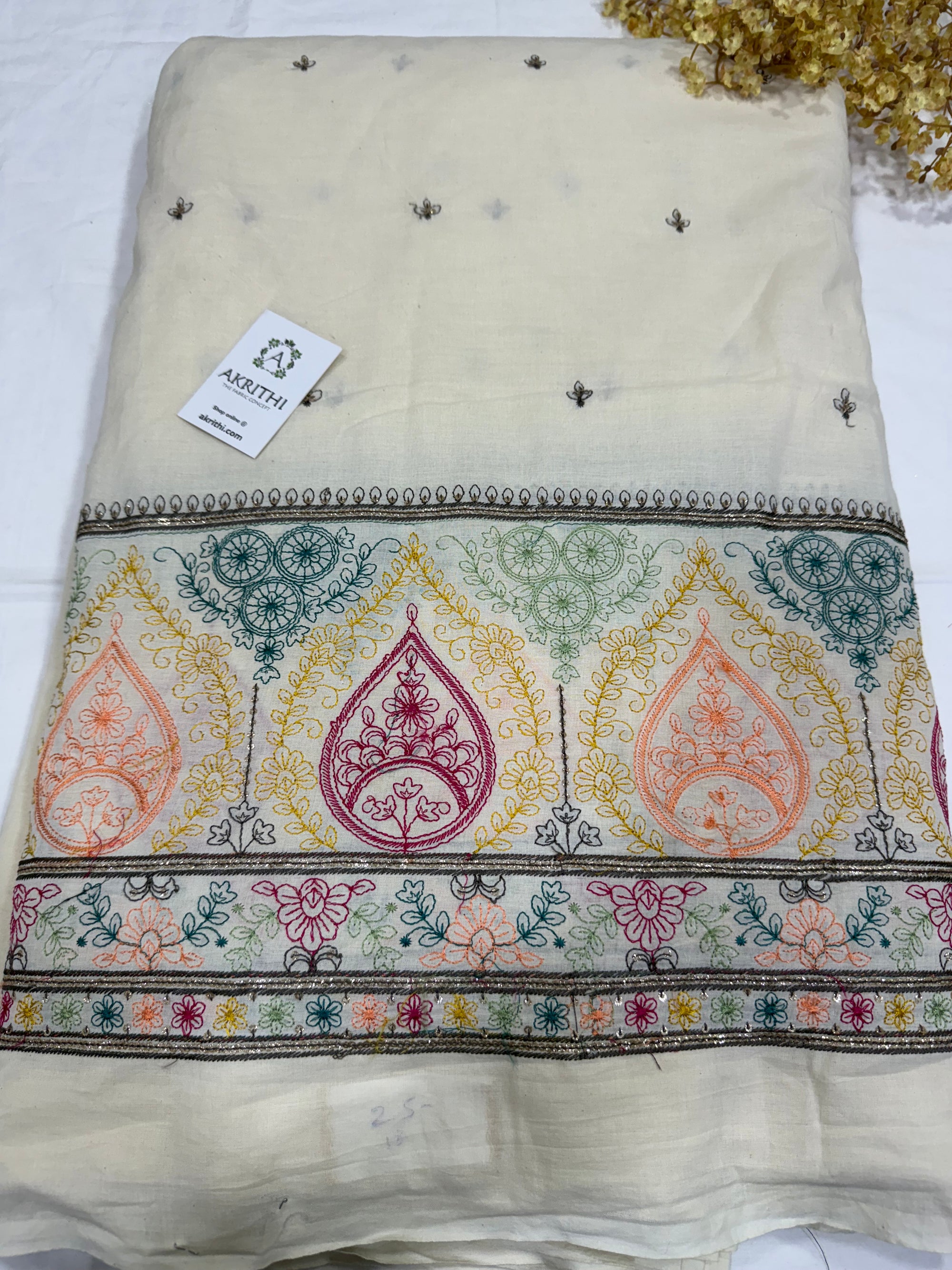 Pure Cotton embroidered fabric