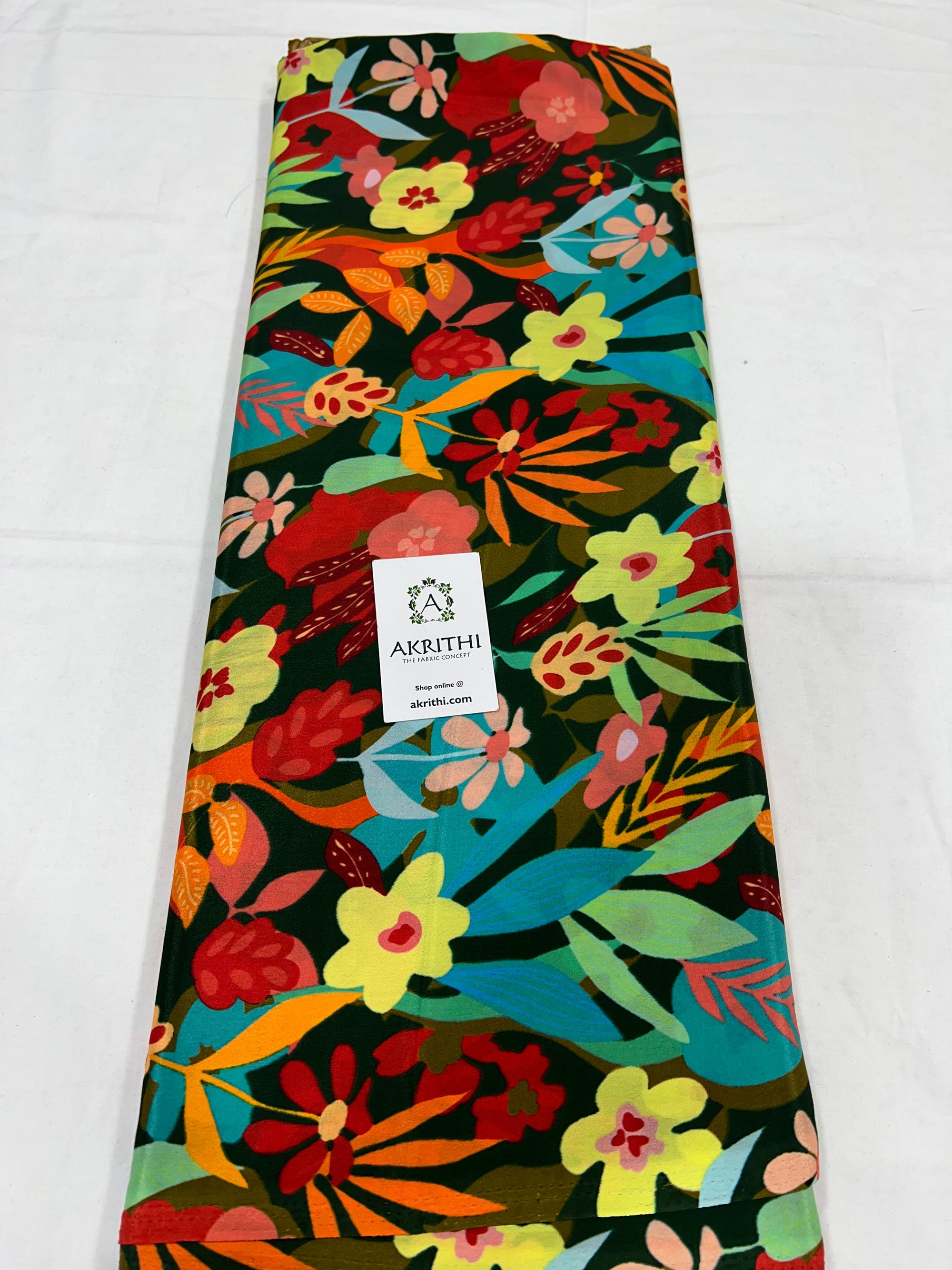 Digital floral printed mysore crepe fabric