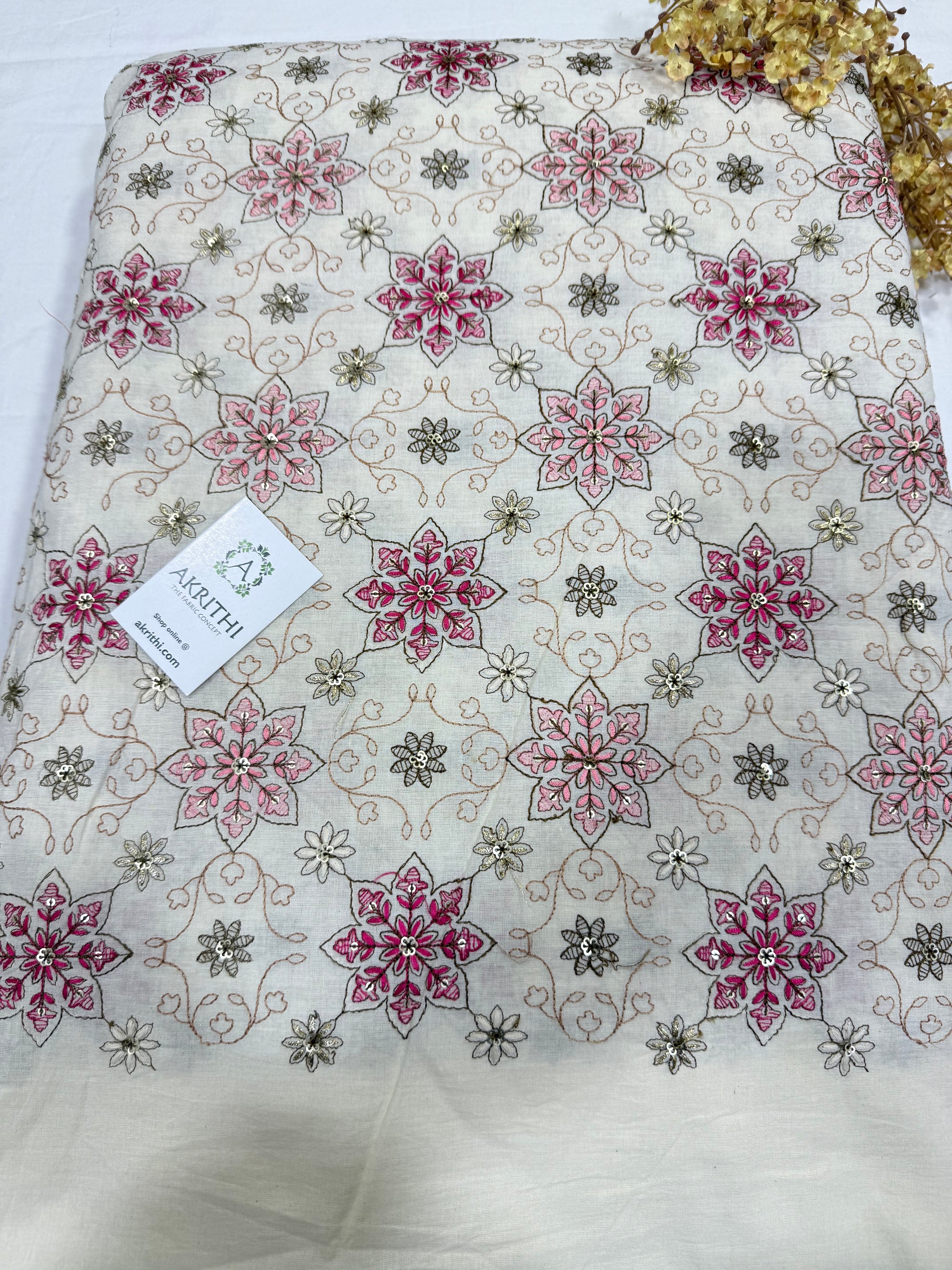 Pure Cotton embroidered fabric