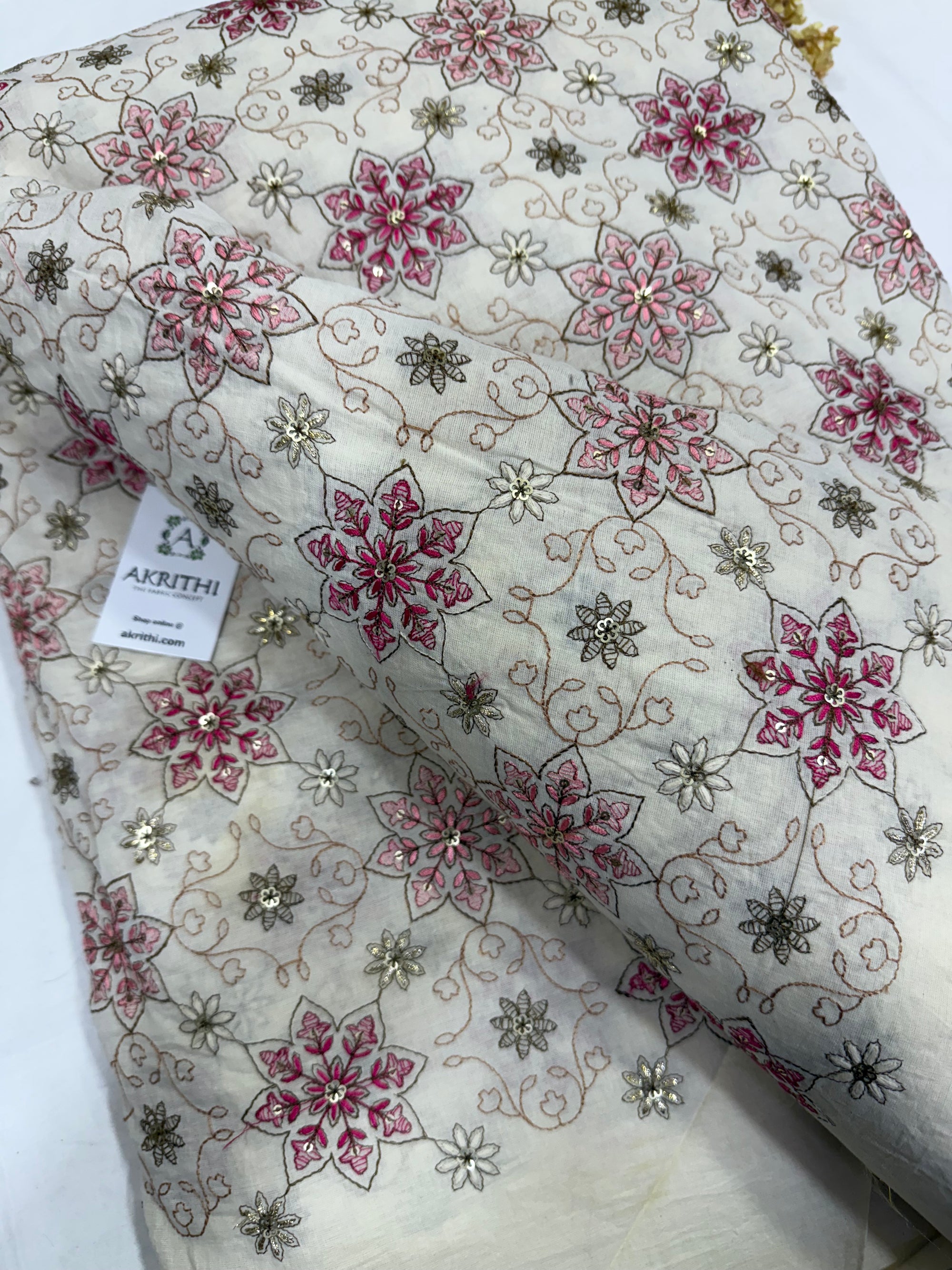 Pure Cotton embroidered fabric