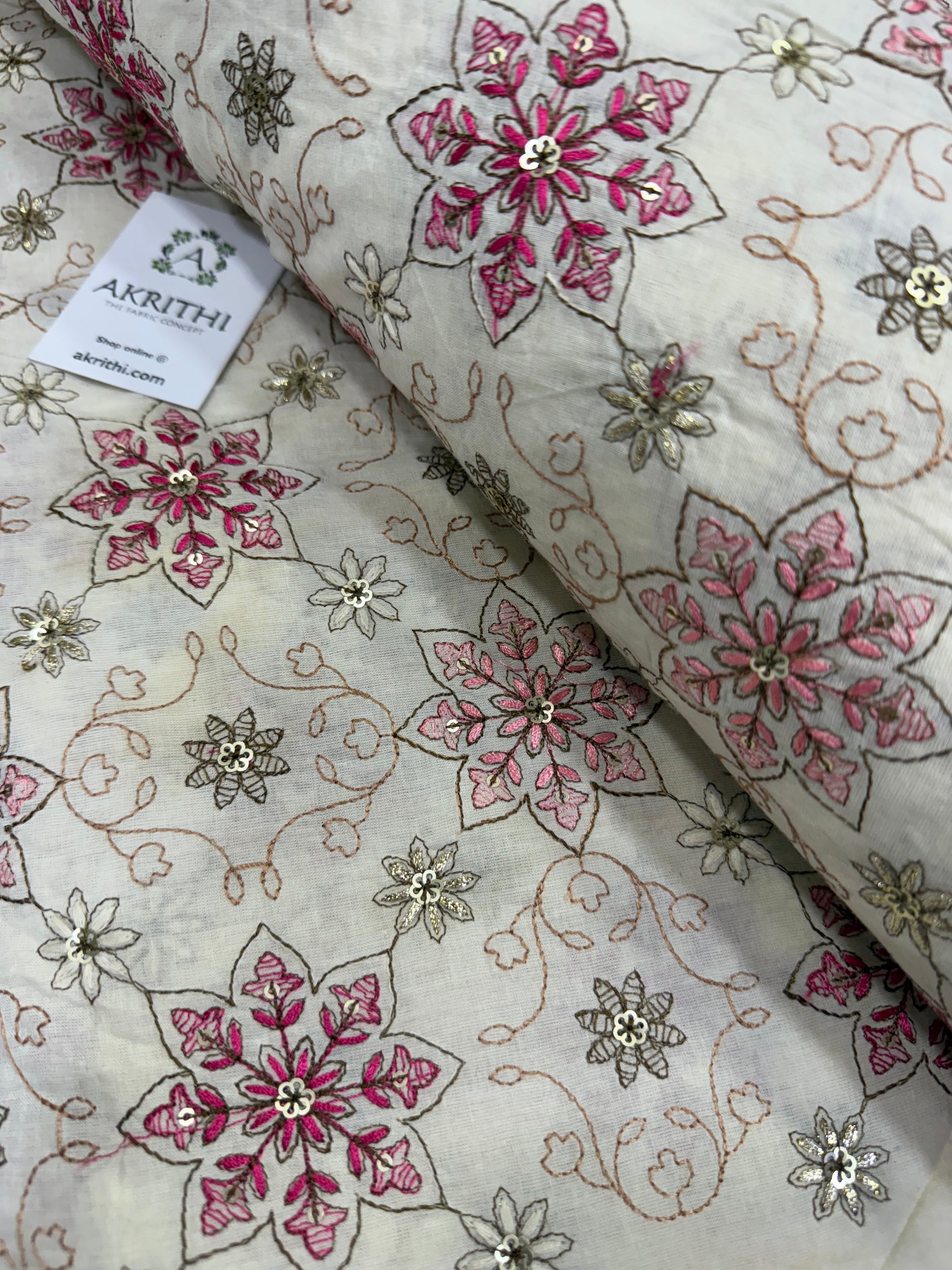 Pure Cotton embroidered fabric