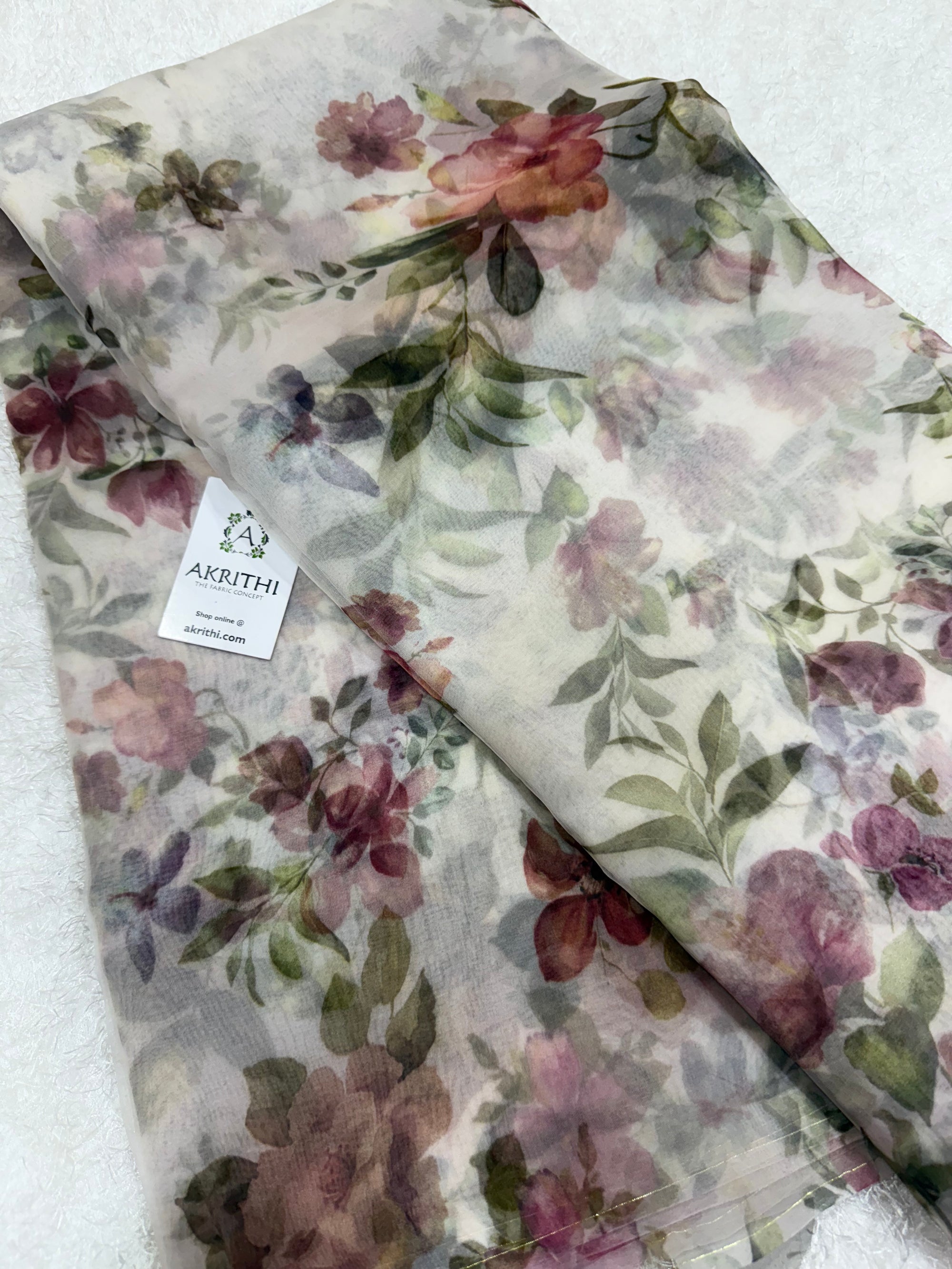 Pure silk organza digital printed fabric