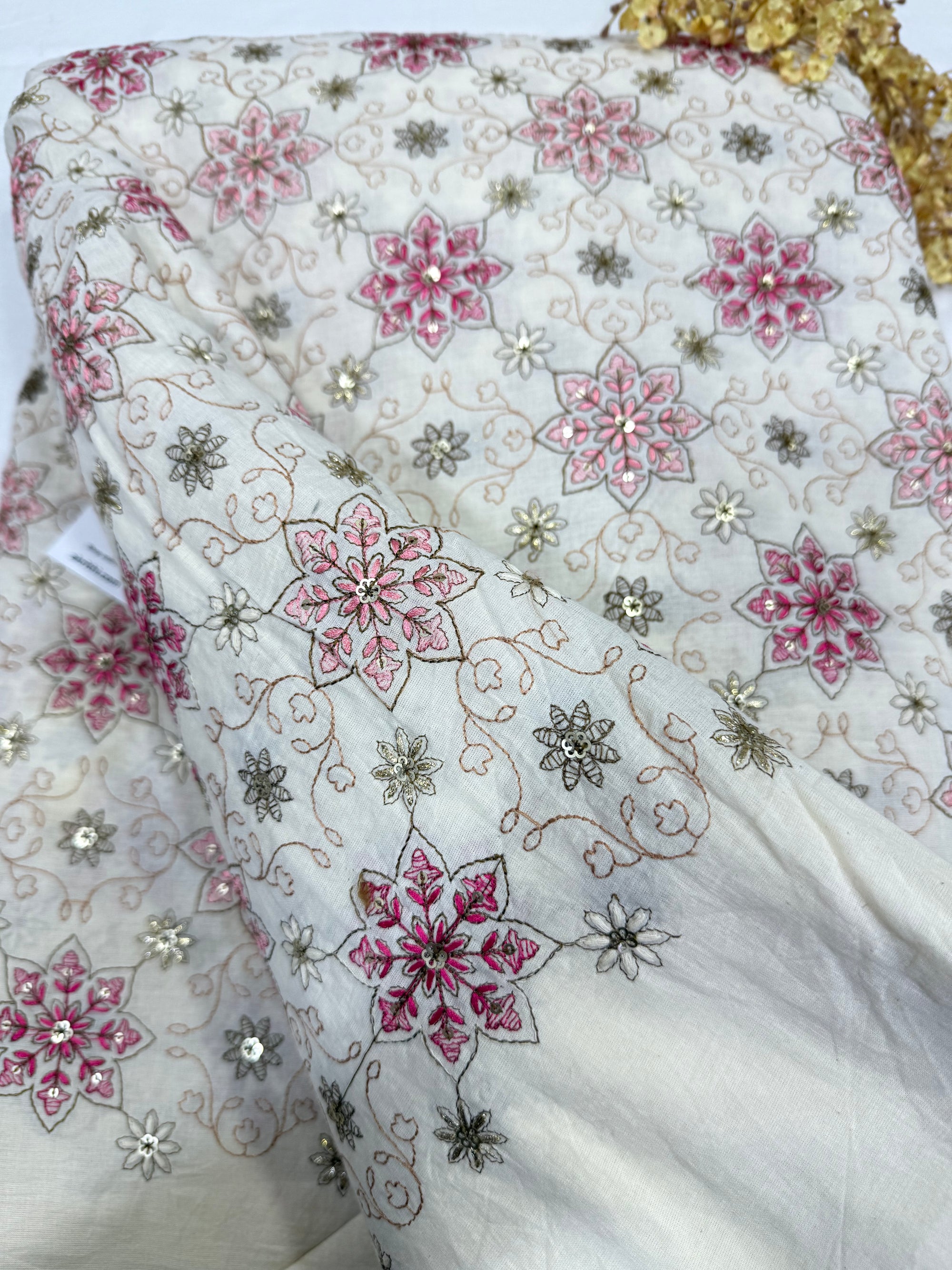 Pure Cotton embroidered fabric