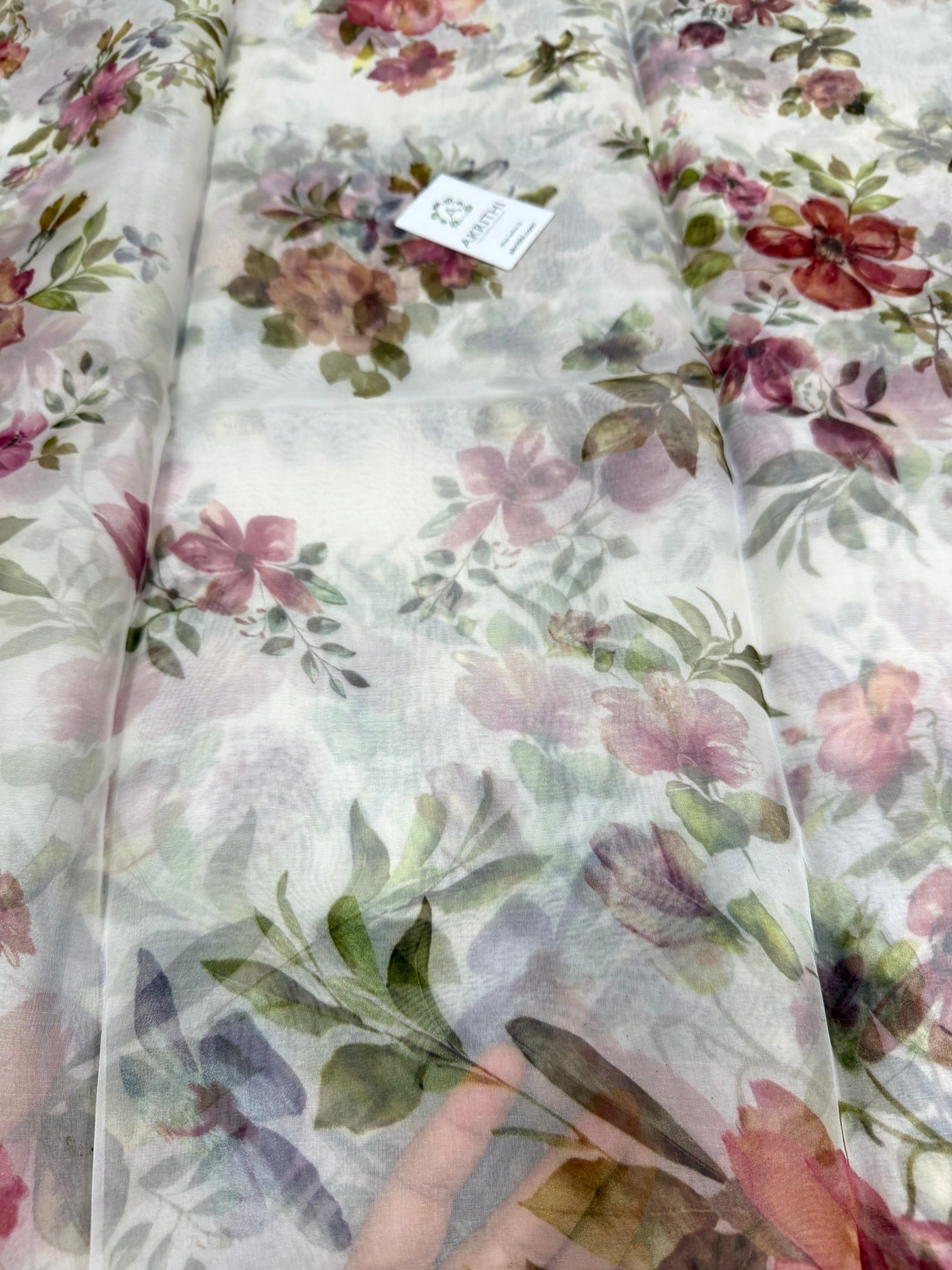 Pure silk organza digital printed fabric