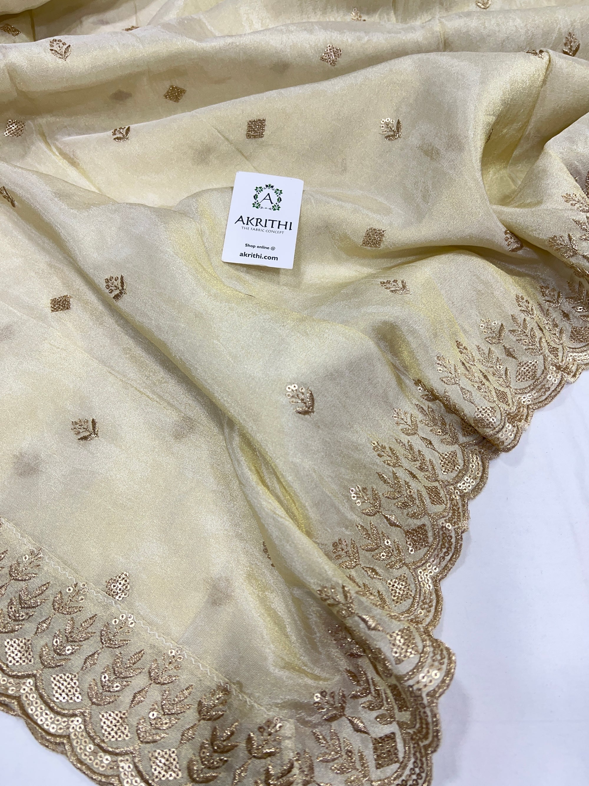 Embroidered tissue dupatta